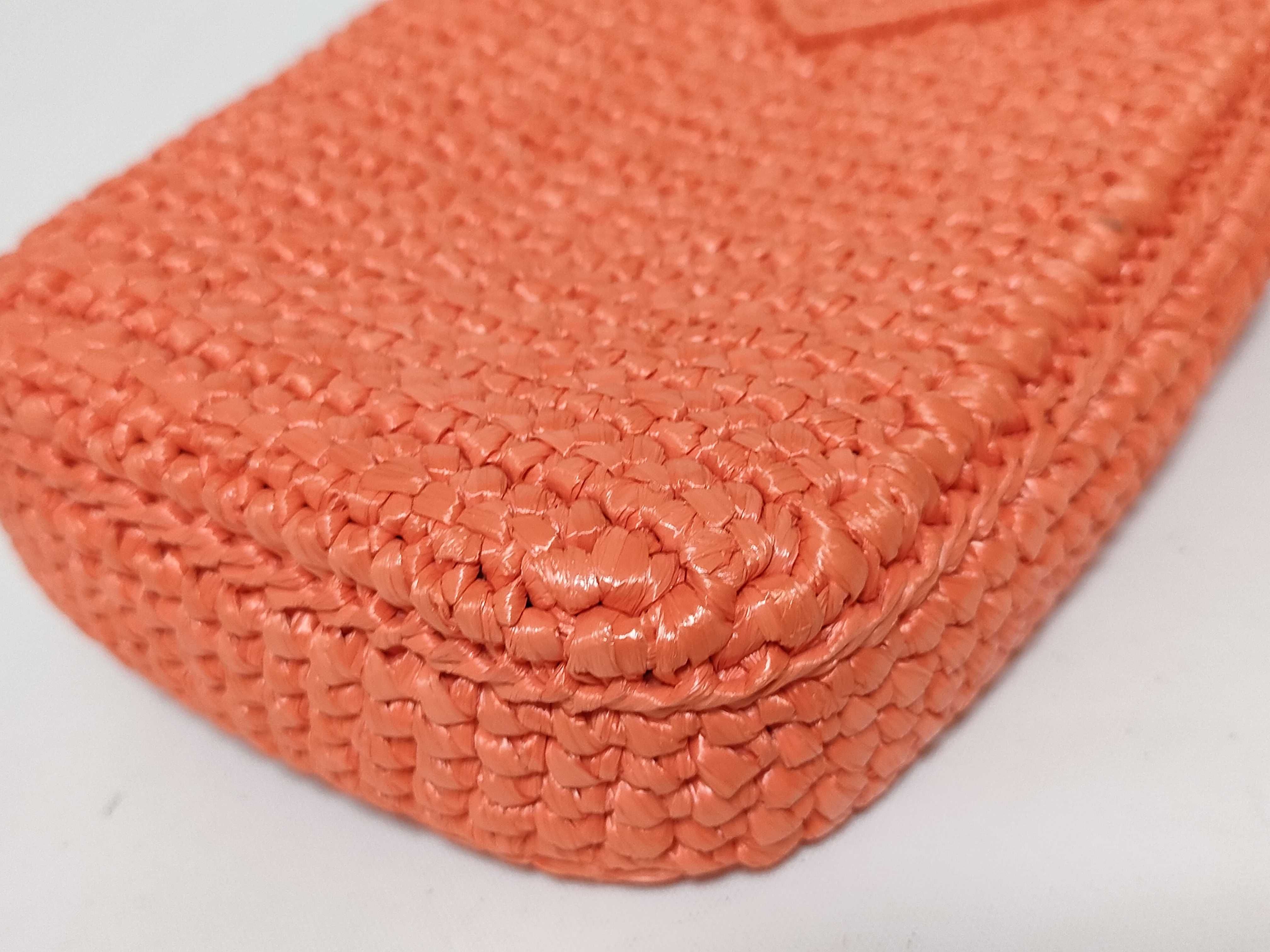 FR- Raffia x leather Shoulder bag Orange 1BP027 Pouch — view 7