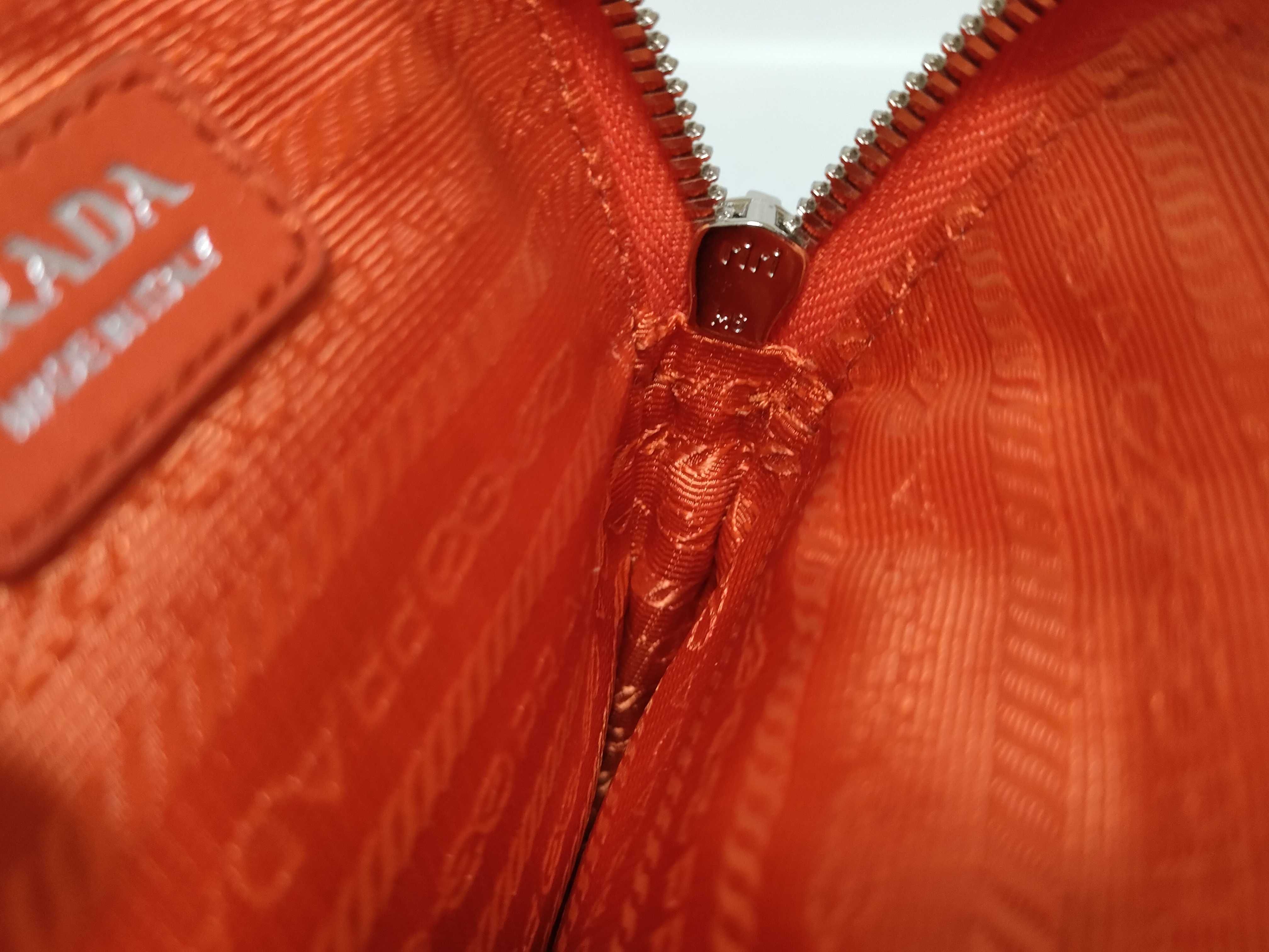 FR- Raffia x leather Shoulder bag Orange 1BP027 Pouch — view 9