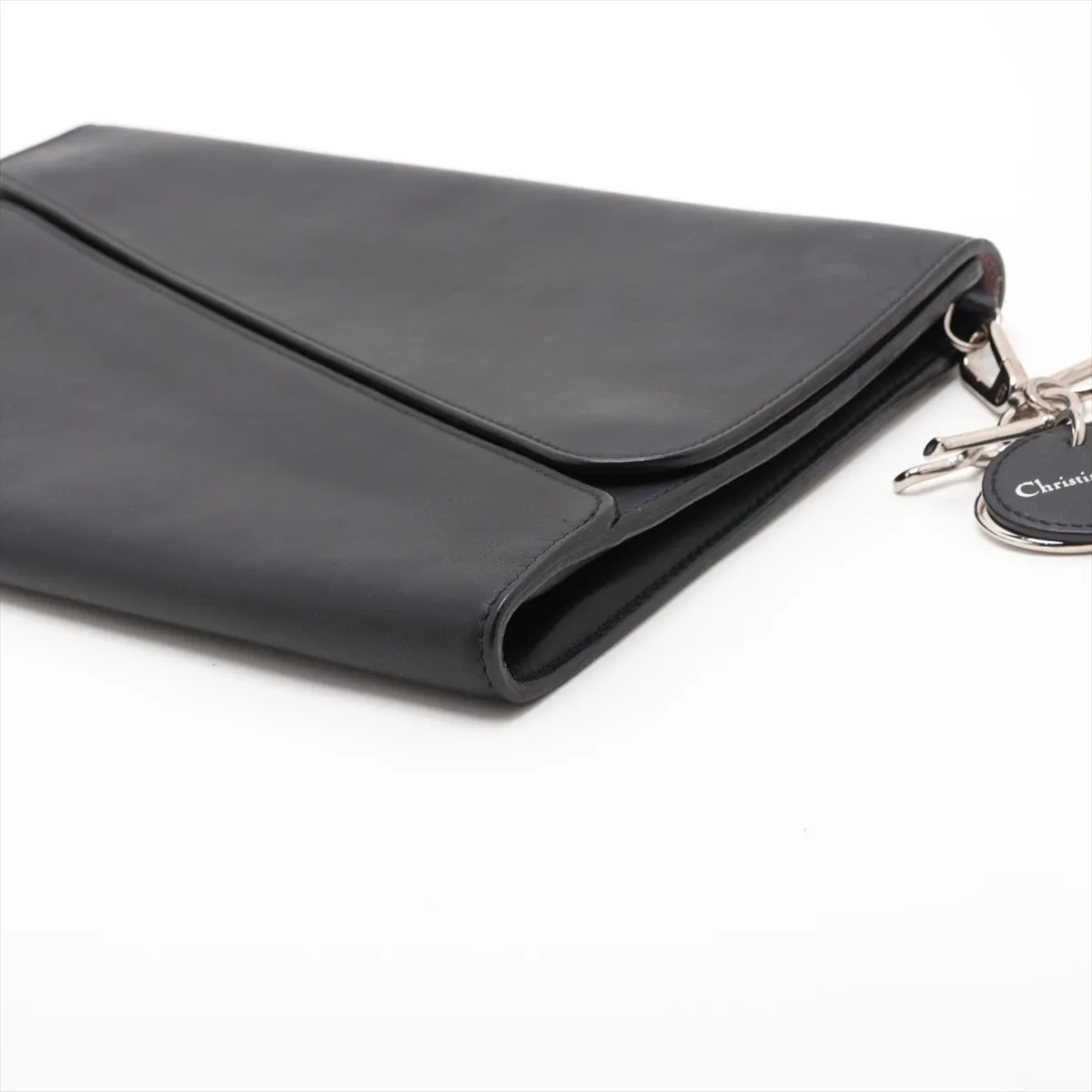 Leather Clutch Bag, Black — view 3