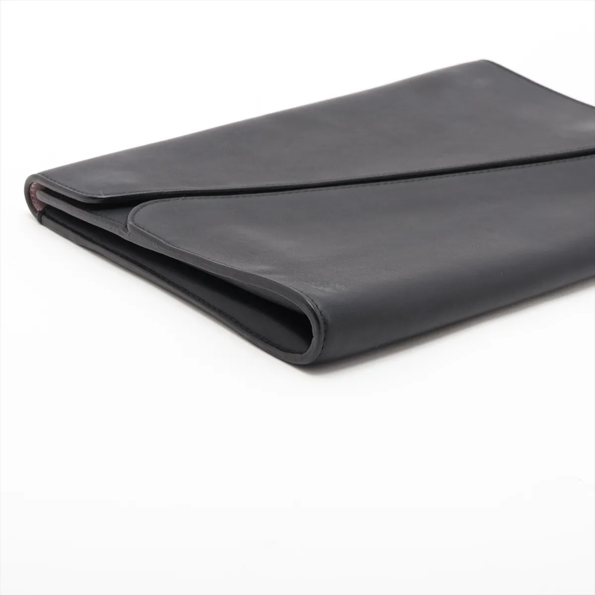 Leather Clutch Bag, Black — view 4
