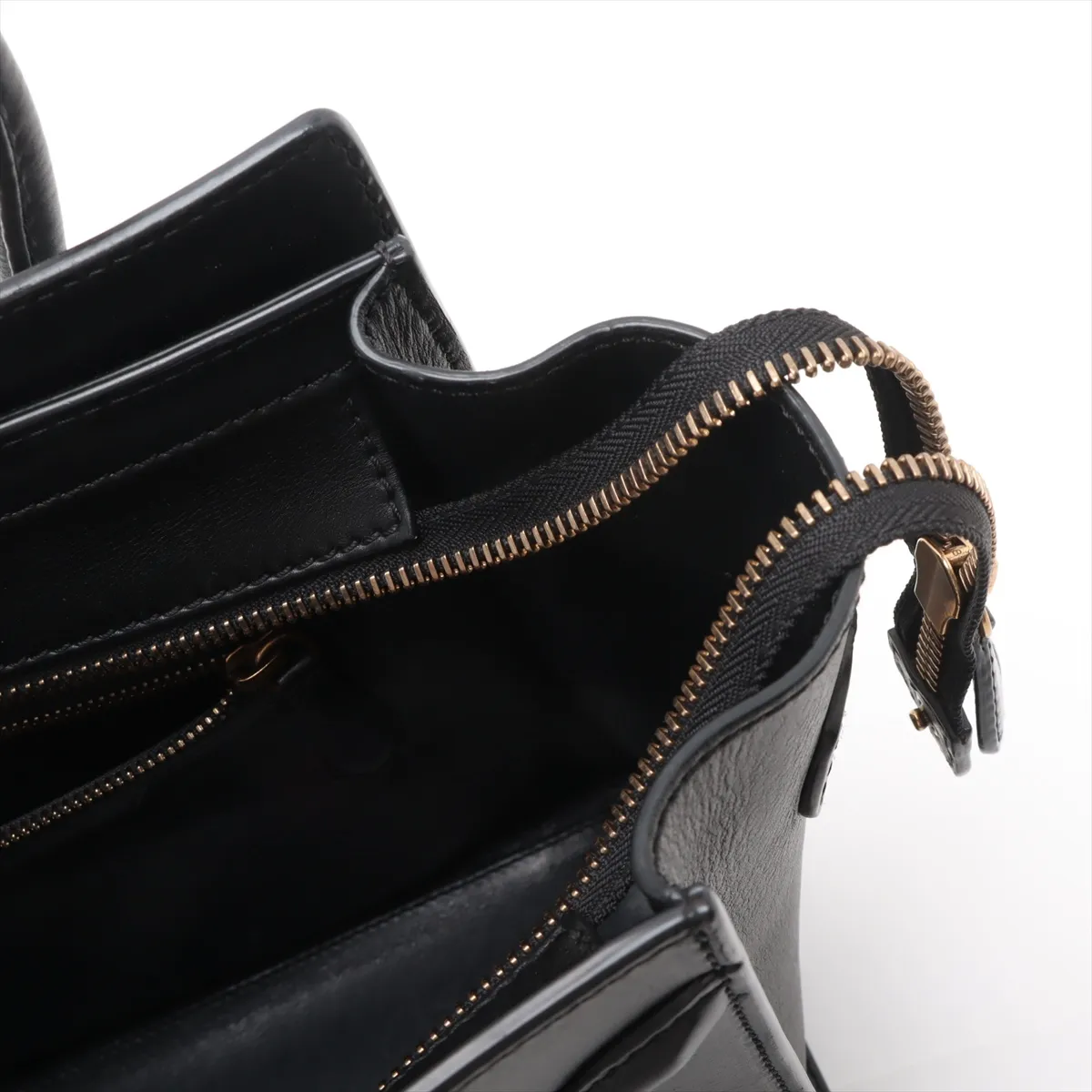 Luggage Micro Shopper Leather Handbag Black — view 12