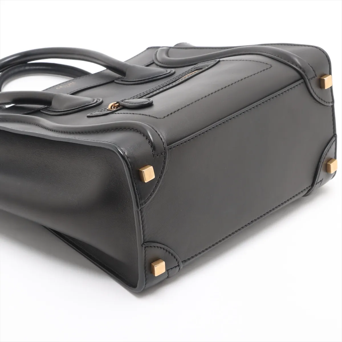 Luggage Micro Shopper Leather Handbag Black — view 4