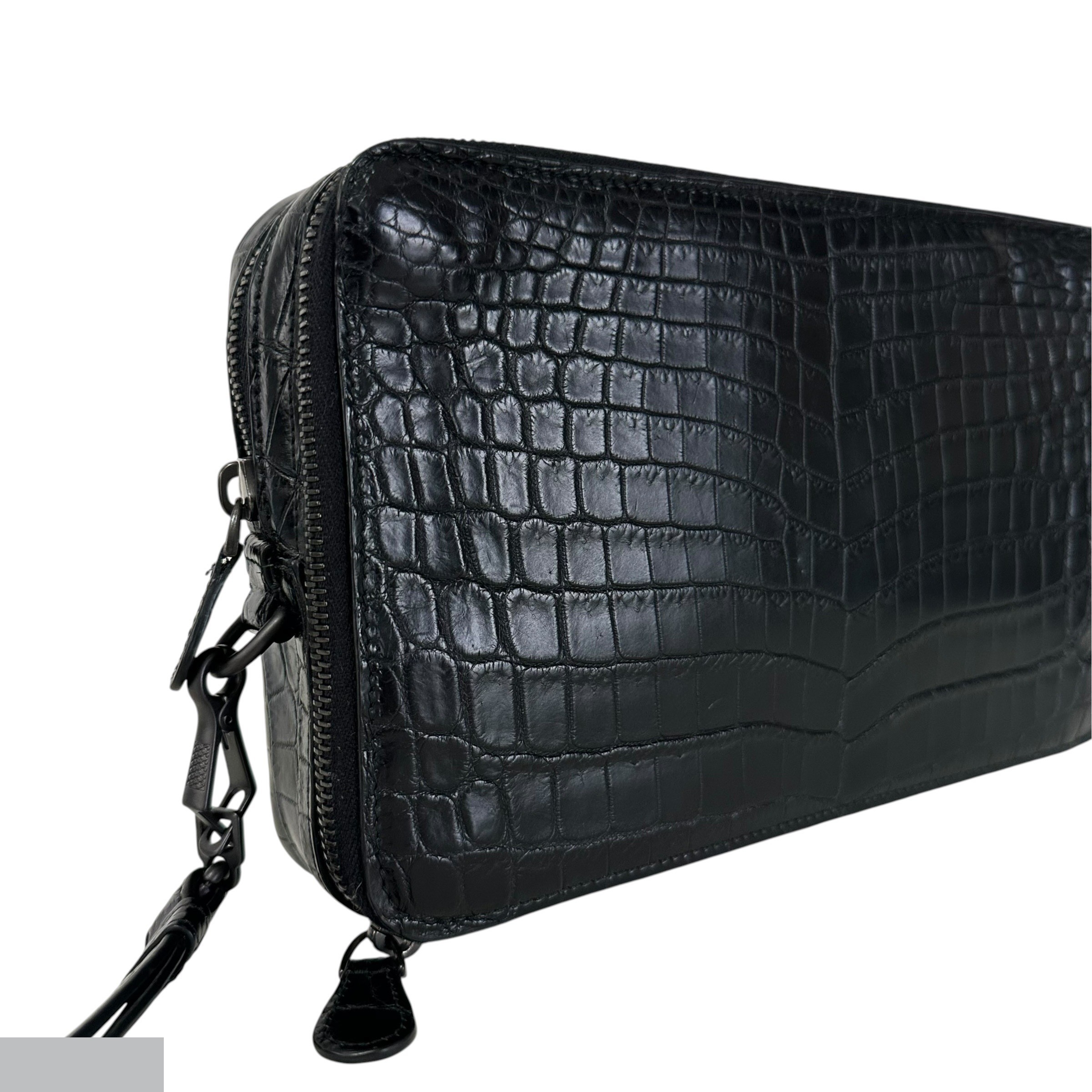 Crocodile Clutch Bag, Second Bag, Black — view 2