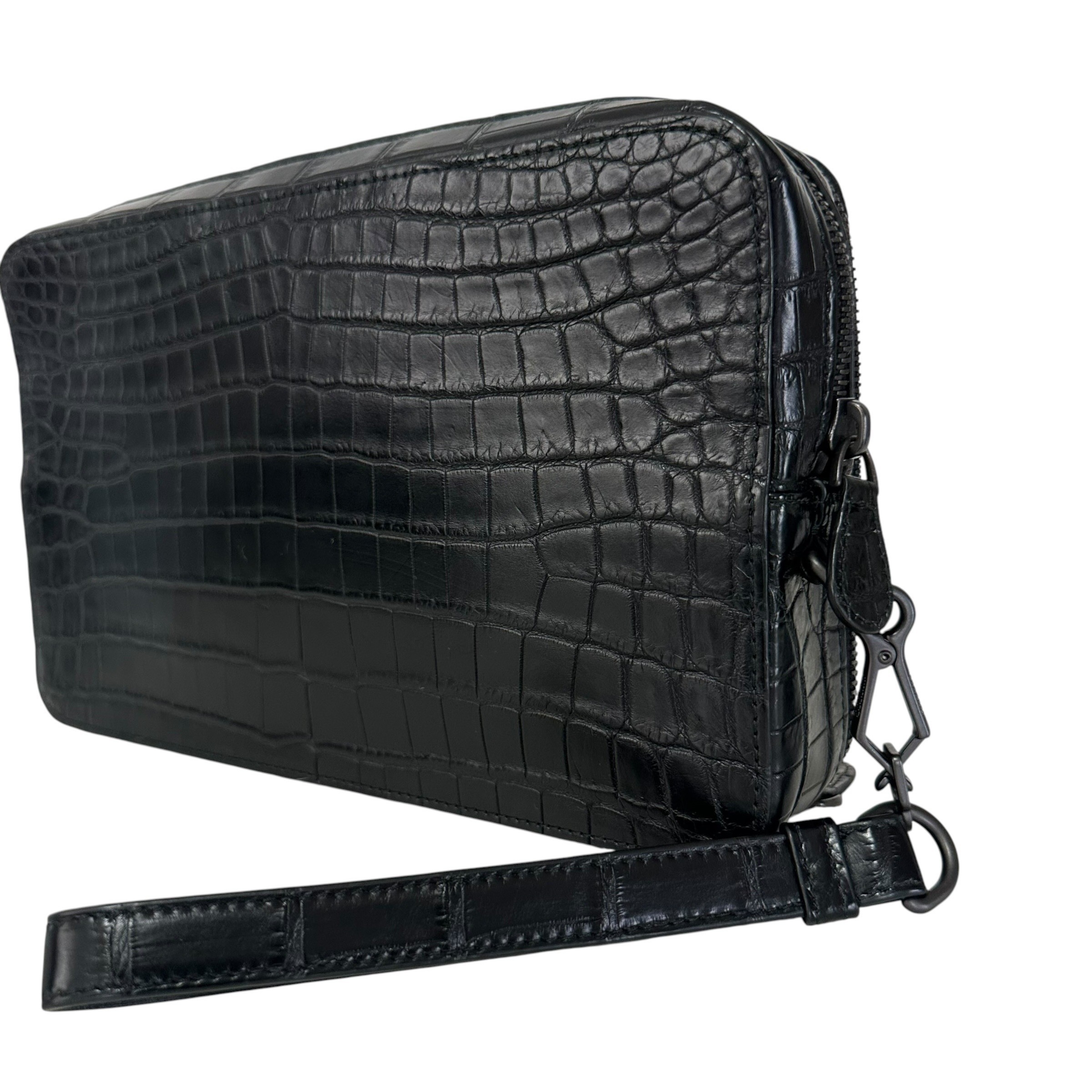Crocodile Clutch Bag, Second Bag, Black — view 5