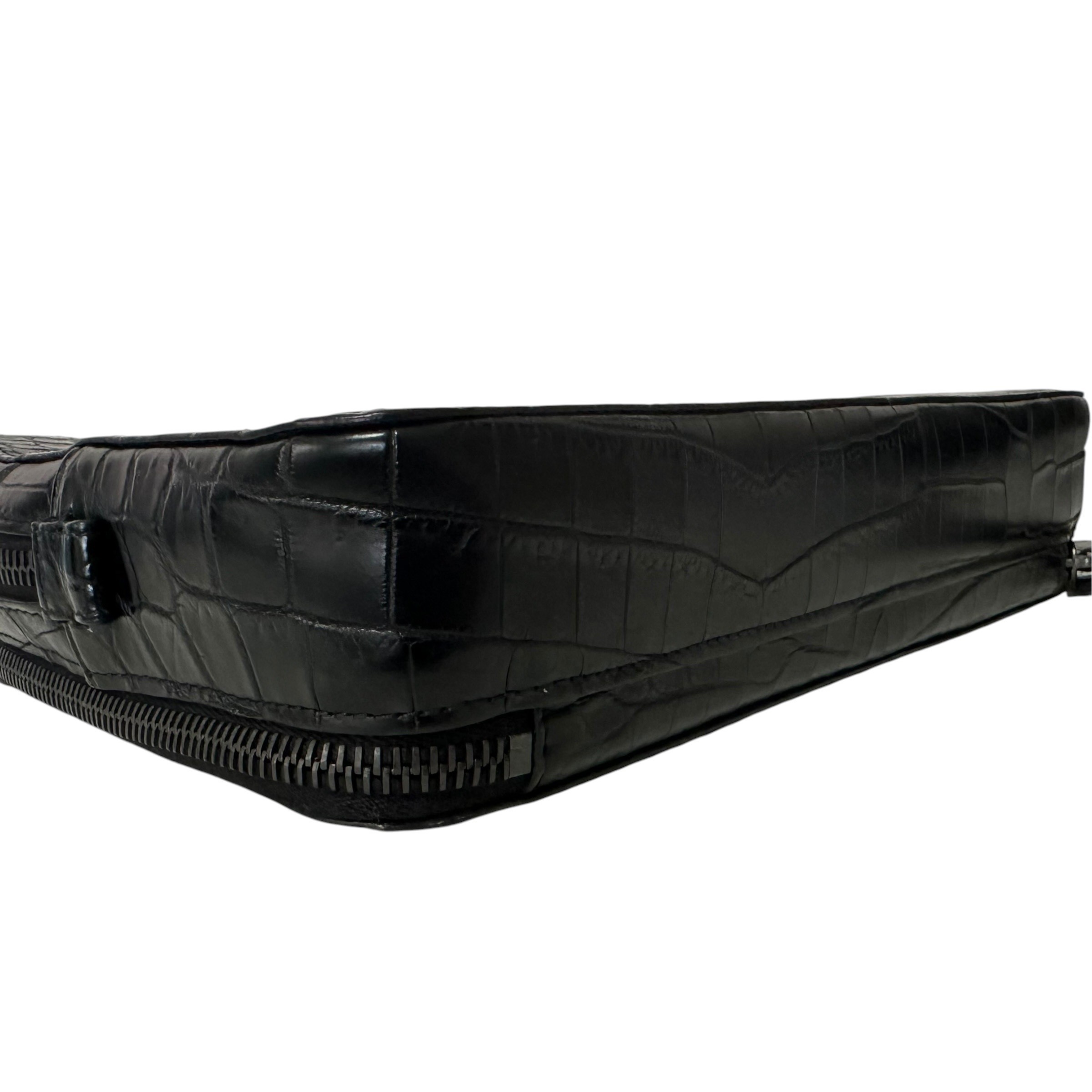 Crocodile Clutch Bag, Second Bag, Black — view 7