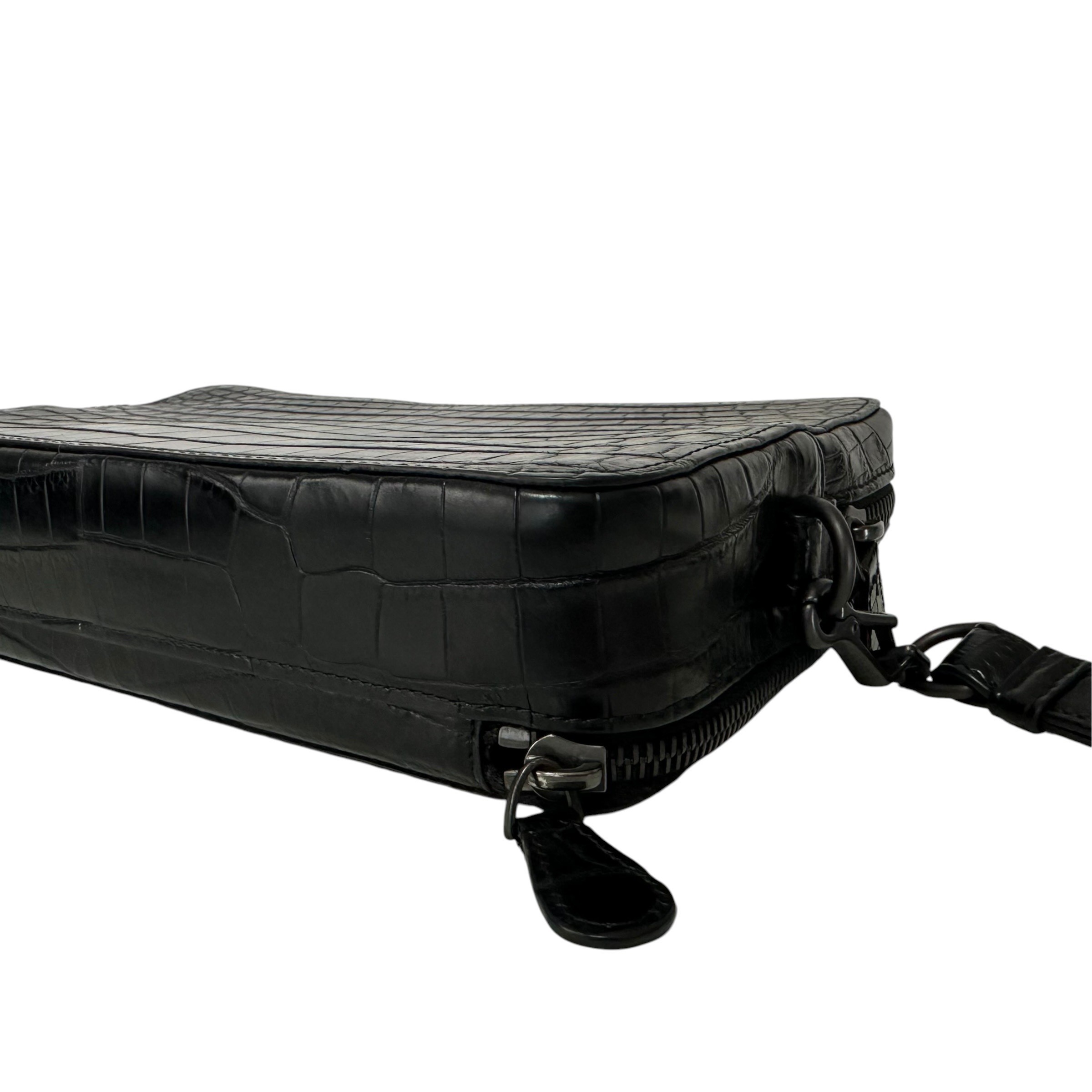 Crocodile Clutch Bag, Second Bag, Black — view 8
