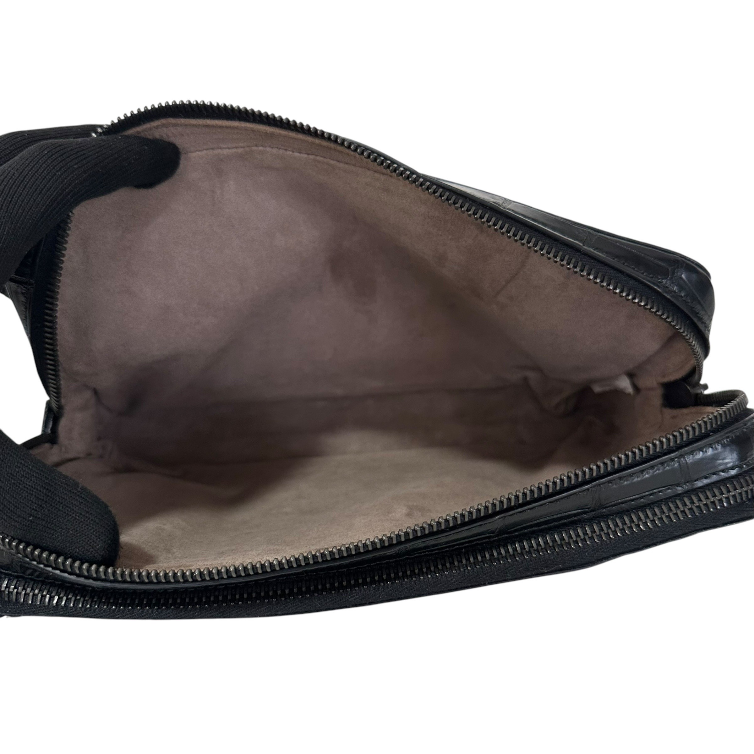 Crocodile Clutch Bag, Second Bag, Black — view 10