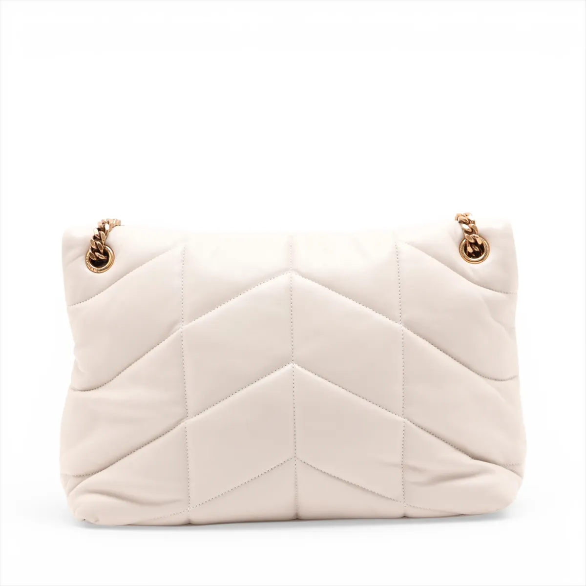 Lulu Puffer Leather Chain Shoulder Bag, Ivory, 577475 — view 2