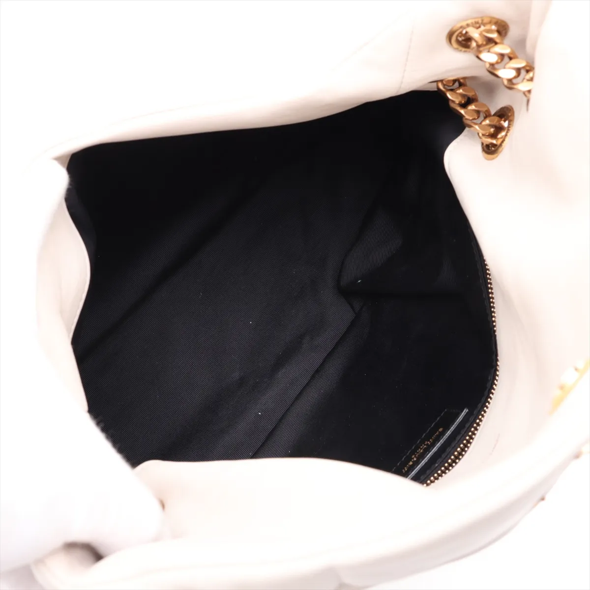 Lulu Puffer Leather Chain Shoulder Bag, Ivory, 577475 — view 7