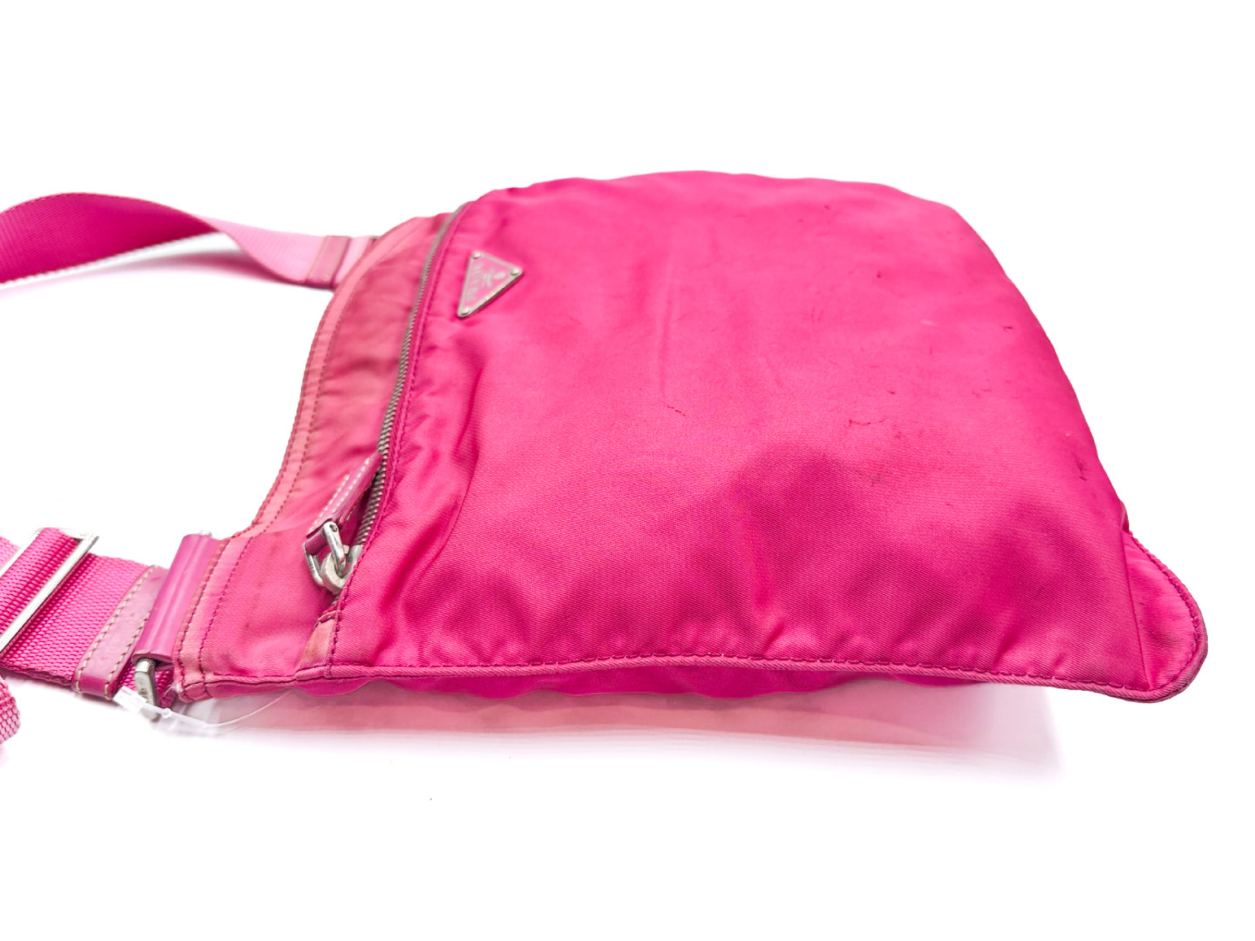 Nylon Shoulder Bag, Pink, Triangle Plate — view 4