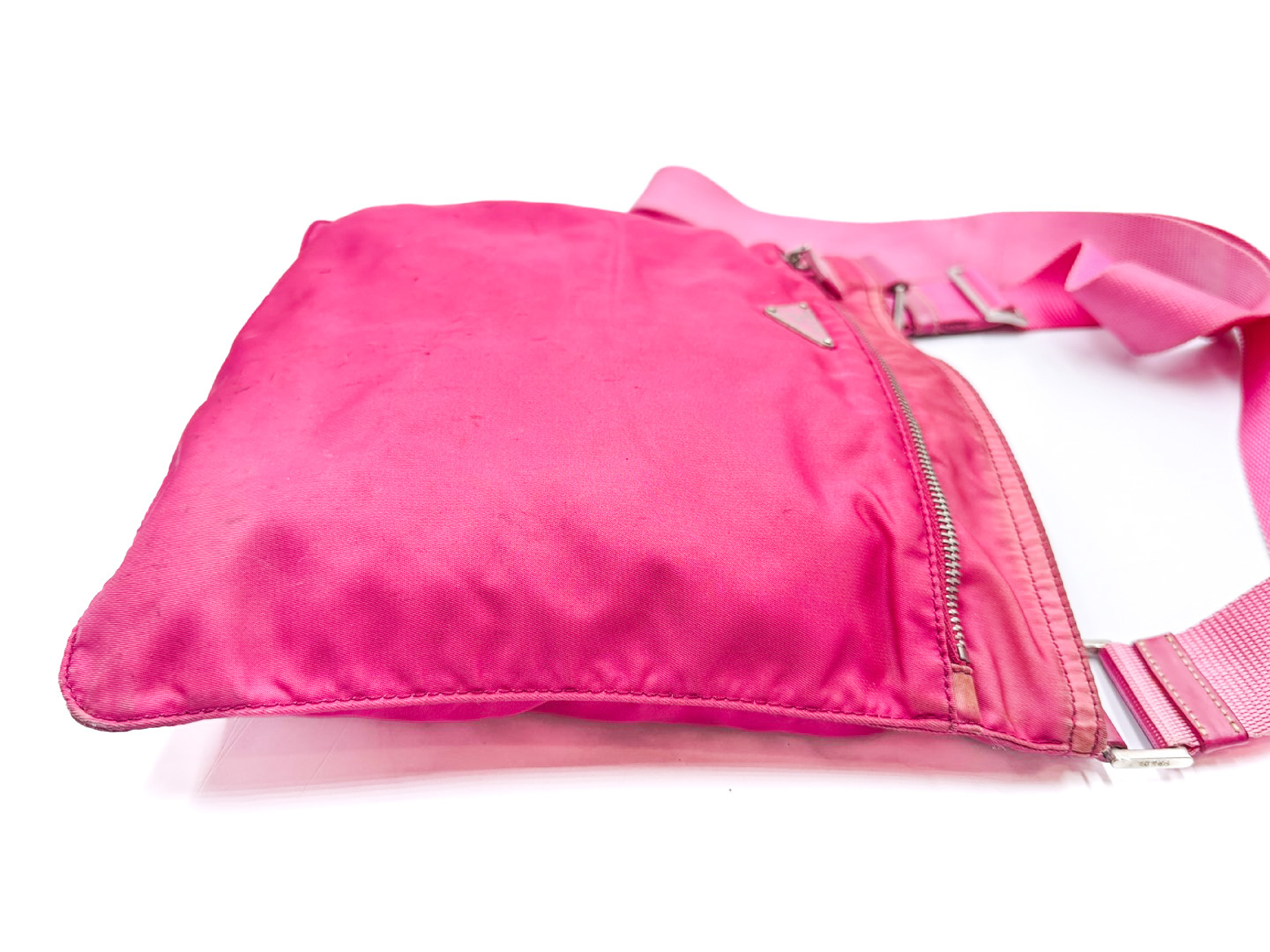 Nylon Shoulder Bag, Pink, Triangle Plate — view 5