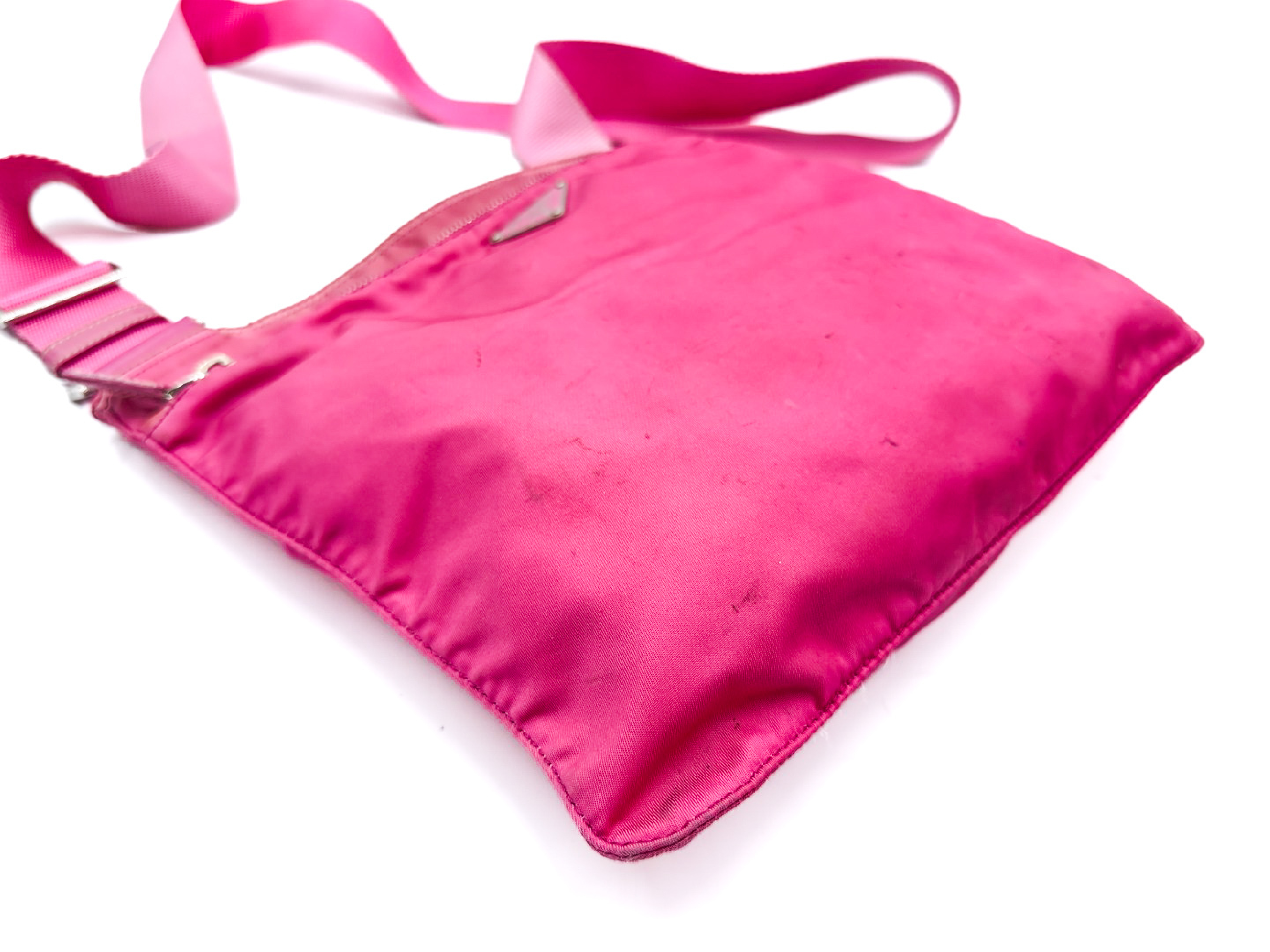 Nylon Shoulder Bag, Pink, Triangle Plate — view 6
