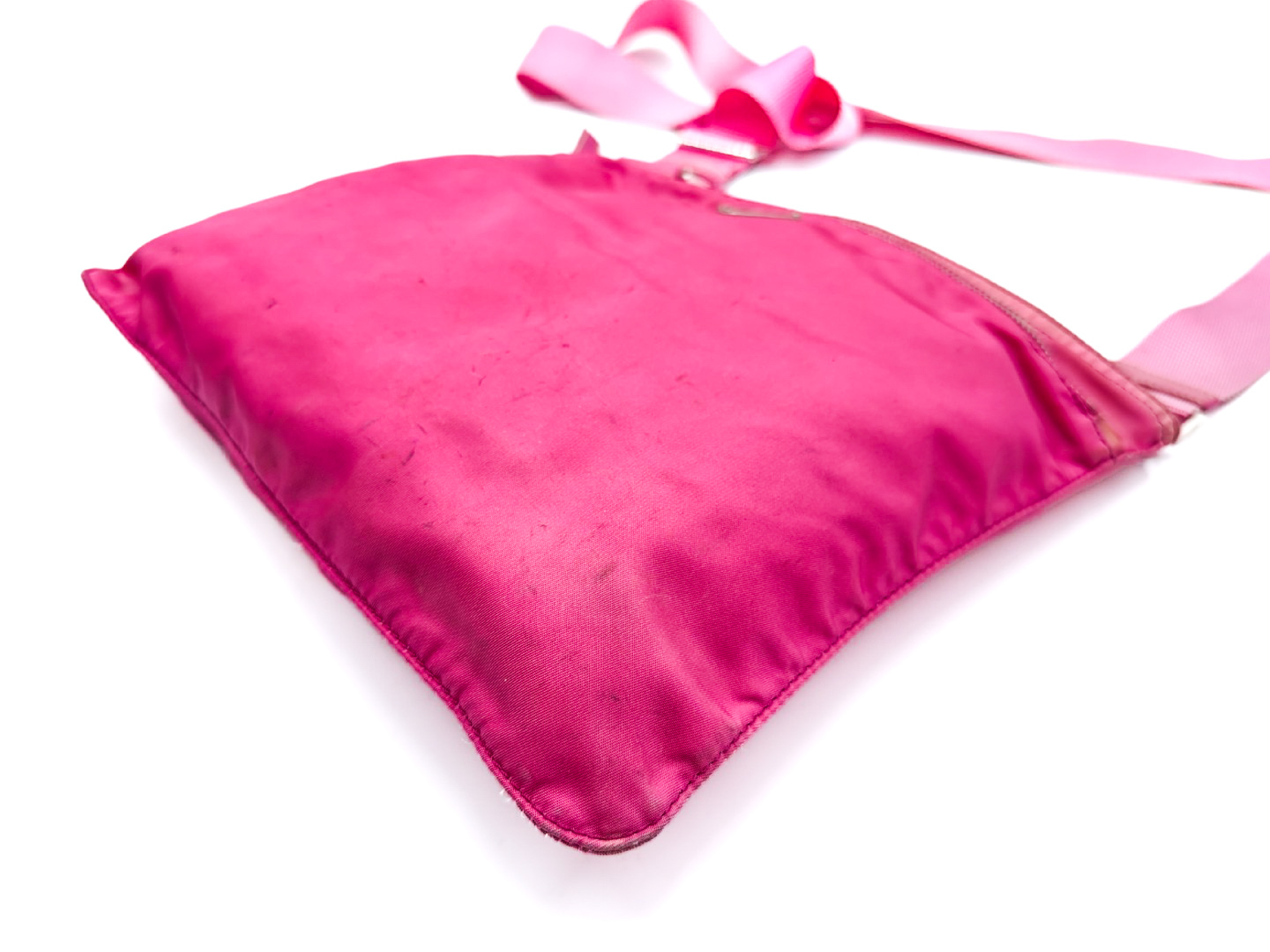 Nylon Shoulder Bag, Pink, Triangle Plate — view 7