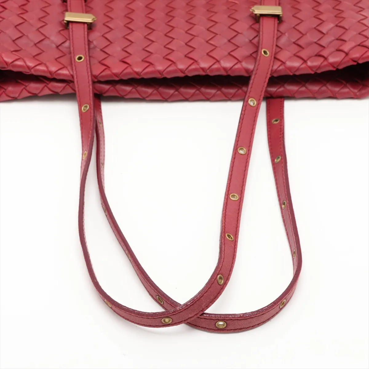 Intrecciato Leather Shoulder Bag, Red, 162937 — view 5
