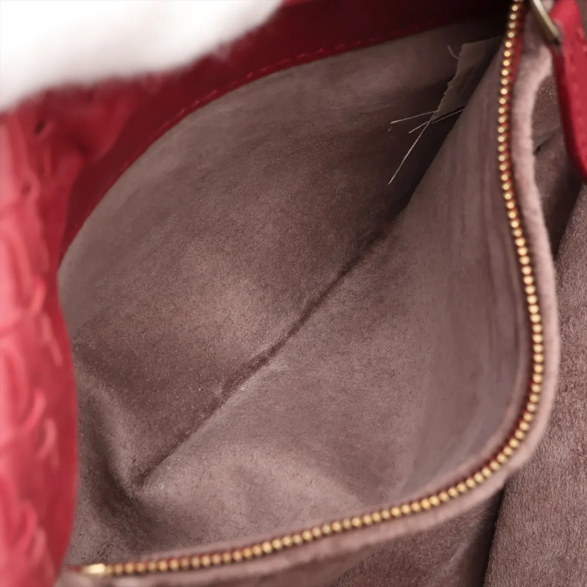 Intrecciato Leather Shoulder Bag, Red, 162937 — view 8