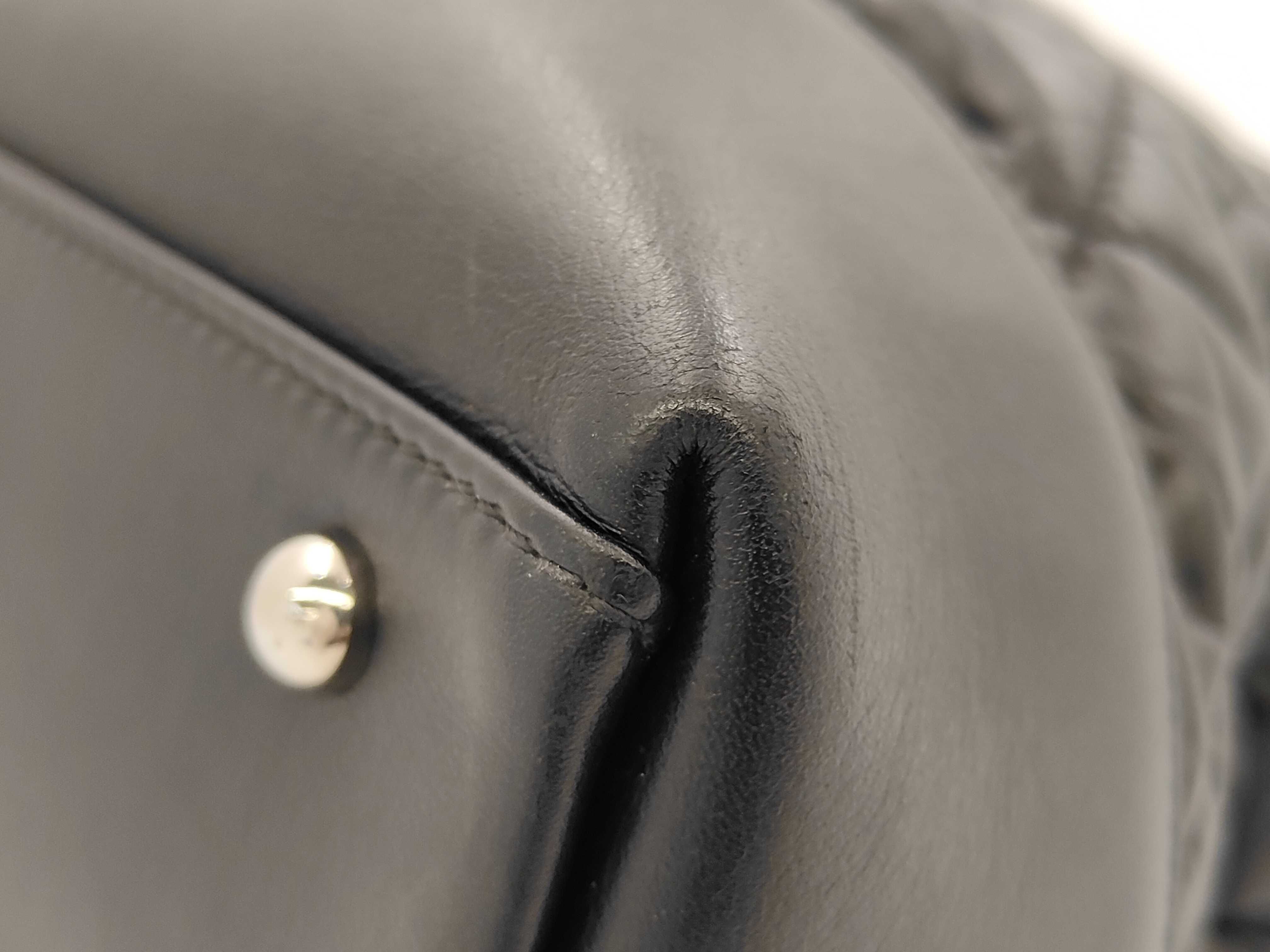 Leather Turnlock 2-Way Chain Tote Bag, Black, Serial Number 15 Series Tote Bag — view 6
