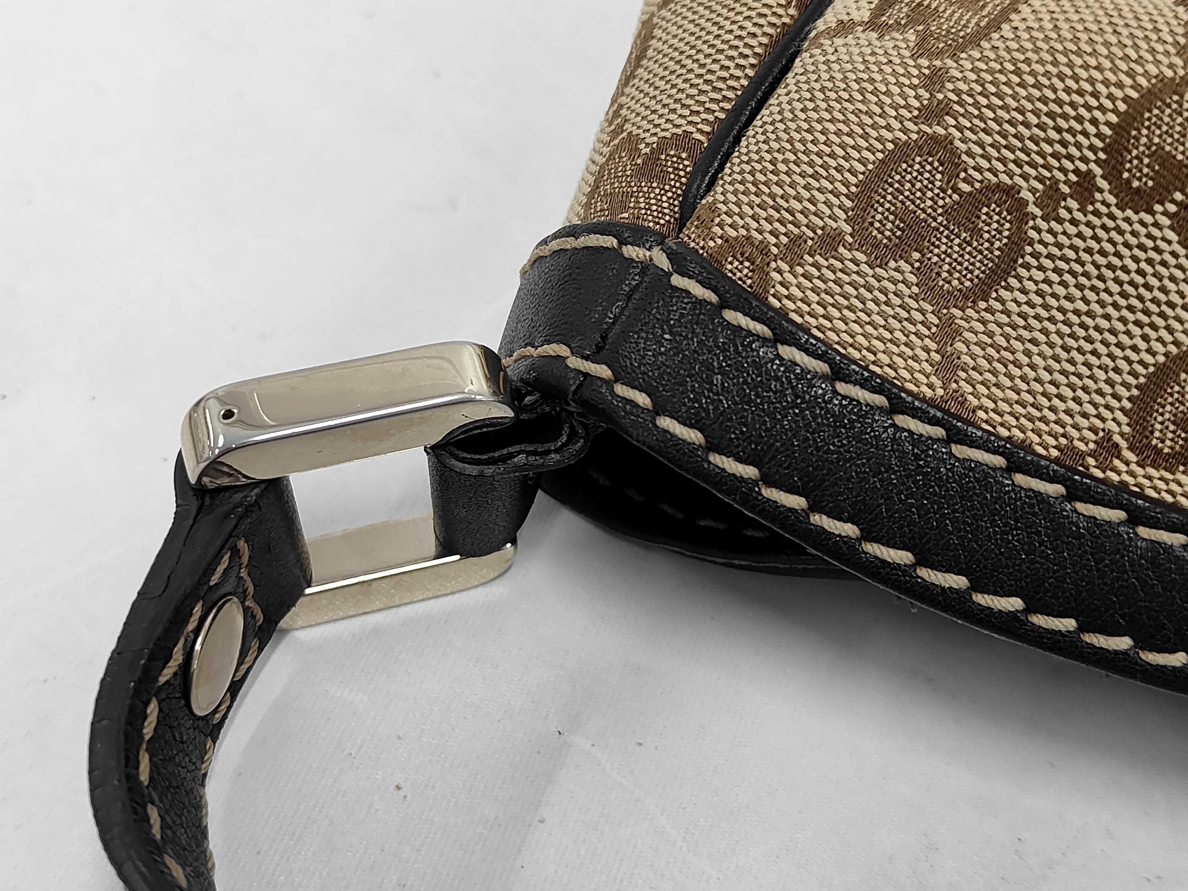 Brown Canvas GG Monogram Red & Green Buckle Shoulder Bag — view 6