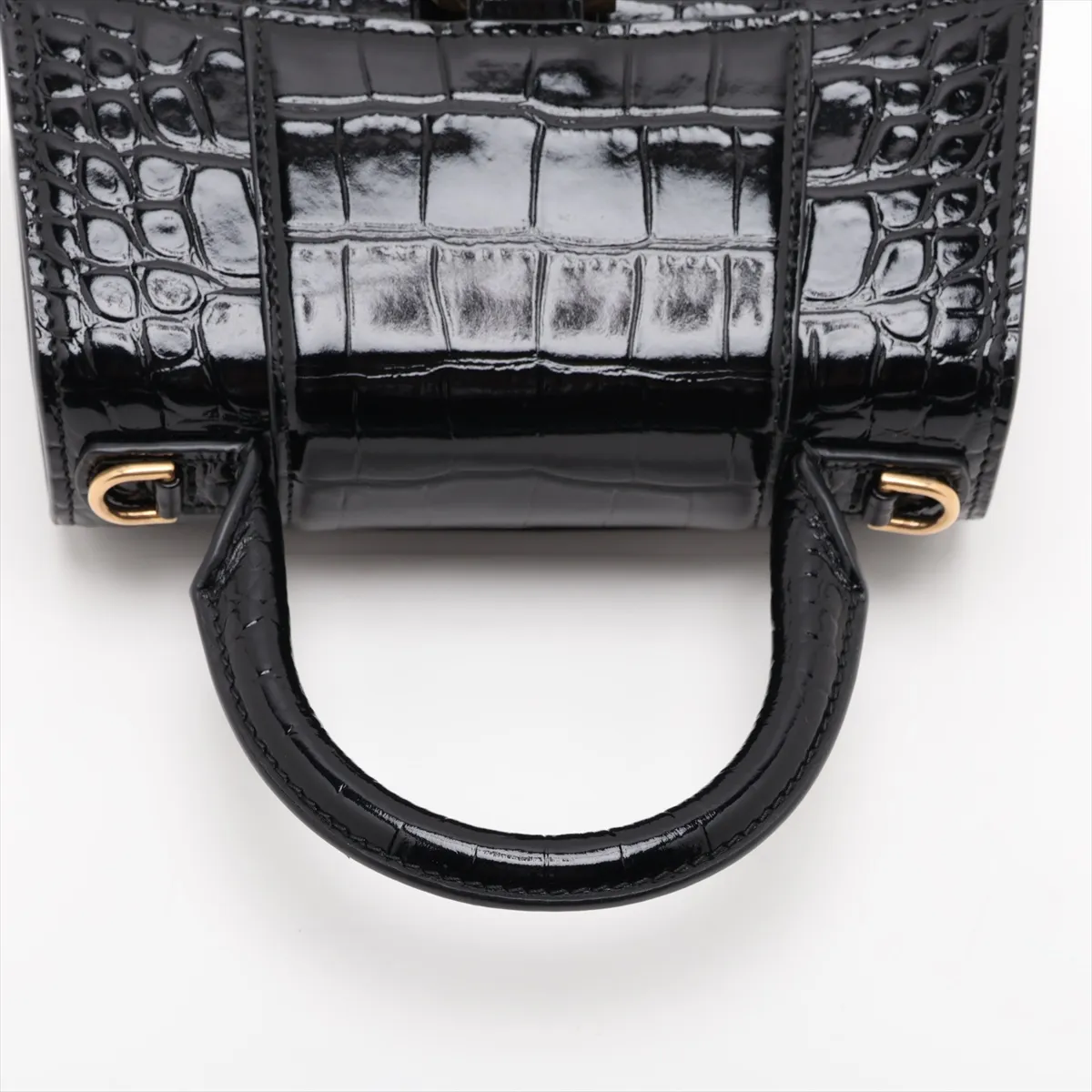 Hourglass XS 592833 Crocodile Embossed 2-Way Handbag Black — view 5