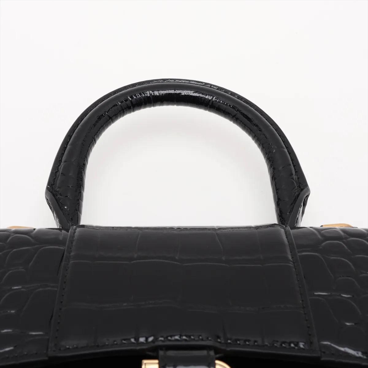 Hourglass XS 592833 Crocodile Embossed 2-Way Handbag Black — view 6