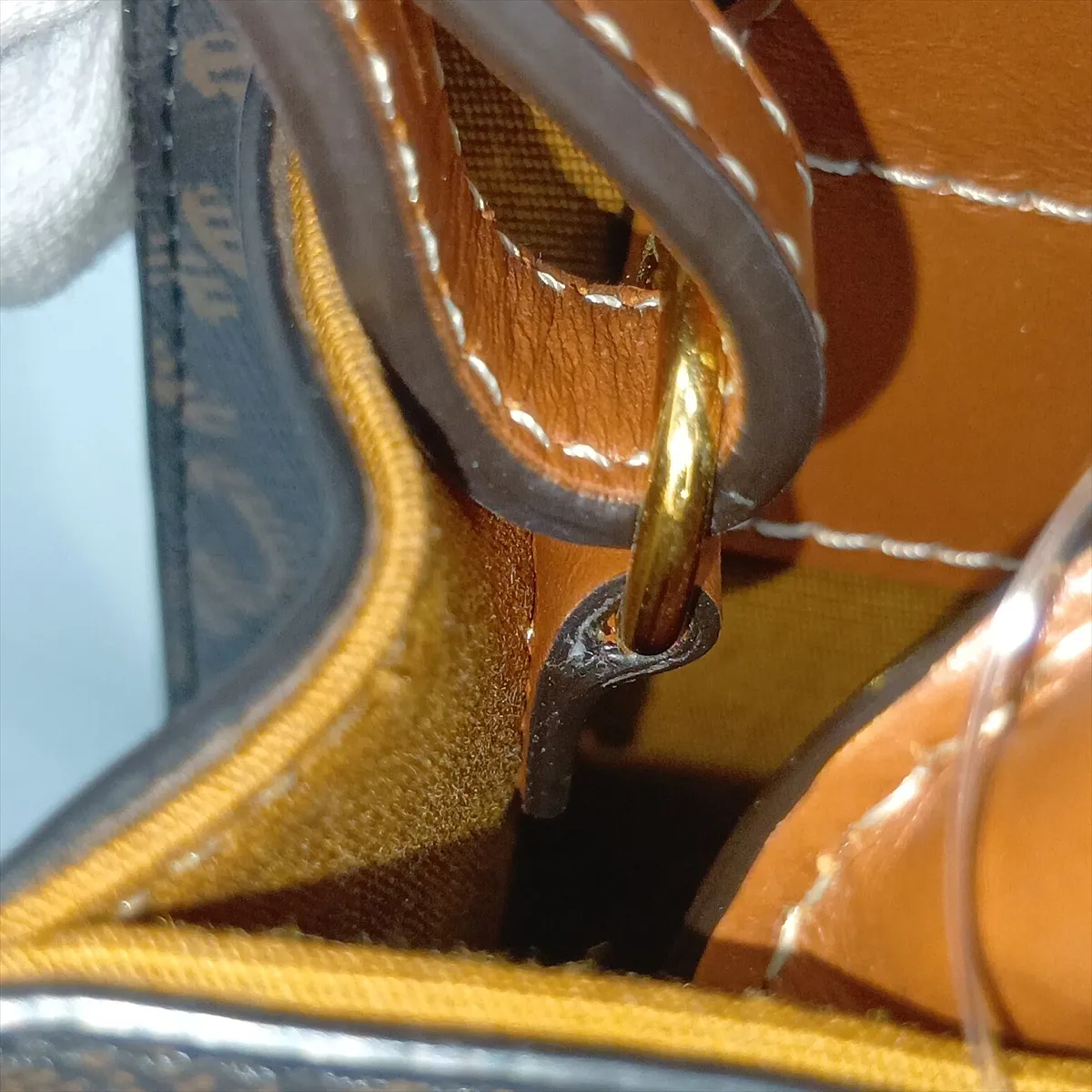 Triomphe Mini Vertical Cabas PVC x Leather 2-Way Handbag Brown — view 11