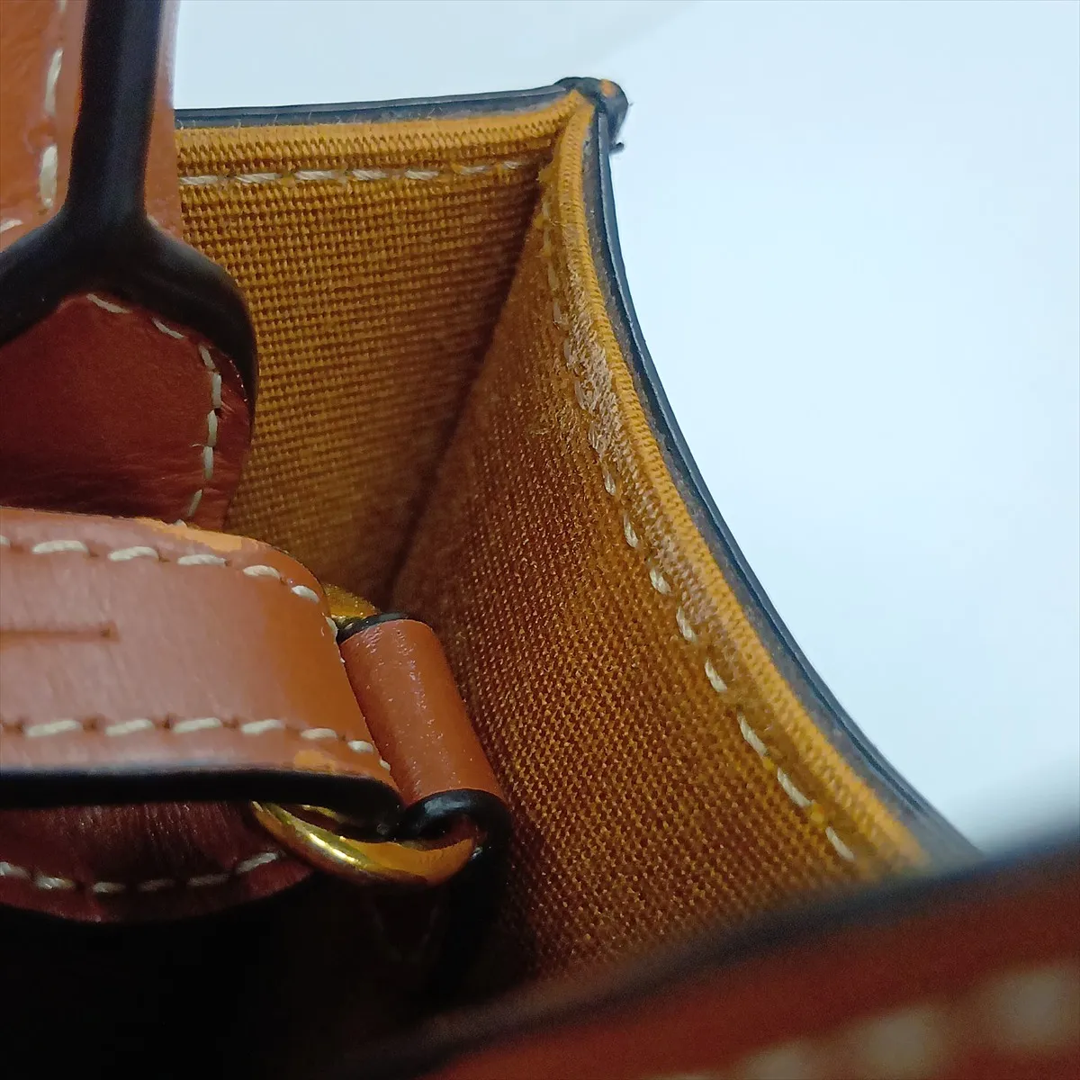 Triomphe Mini Vertical Cabas PVC x Leather 2-Way Handbag Brown — view 12