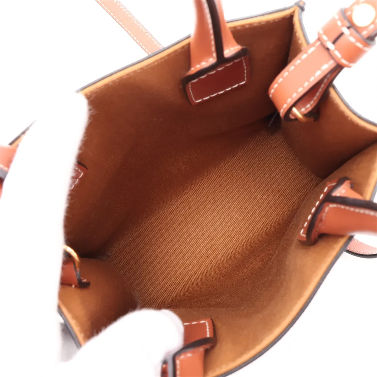 Triomphe Mini Vertical Cabas PVC x Leather 2-Way Handbag Brown — view 8