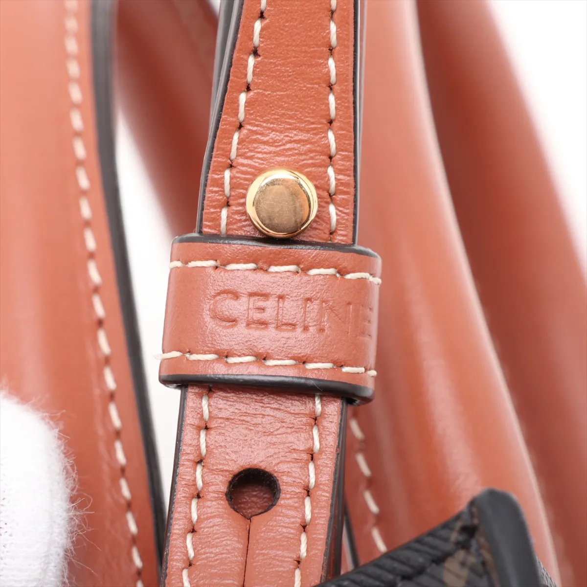 Triomphe Mini Vertical Cabas PVC x Leather 2-Way Handbag Brown — view 9