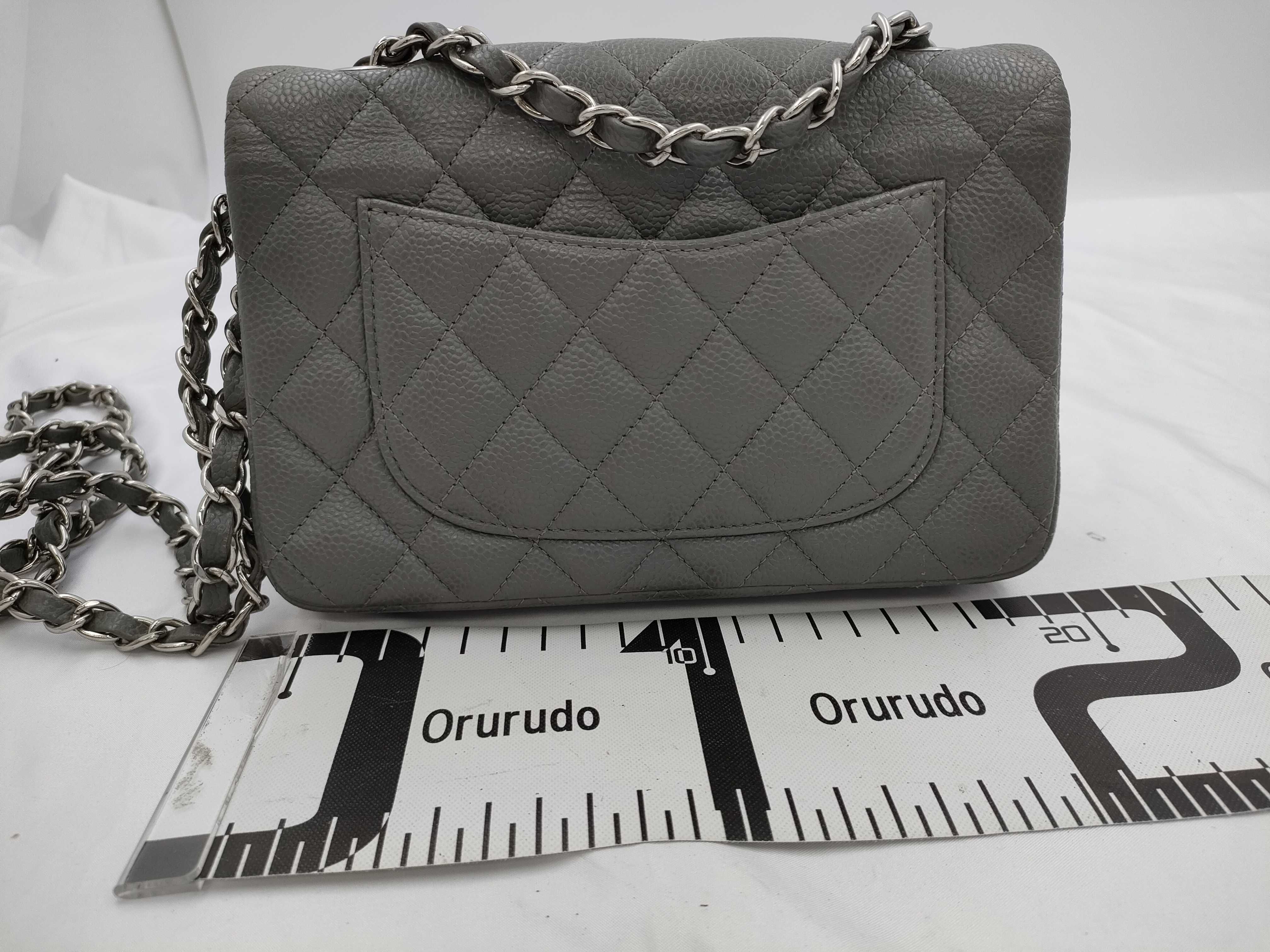 Mini Matelassé Caviar Skin Grey Chain Shoulder Bag — view 2