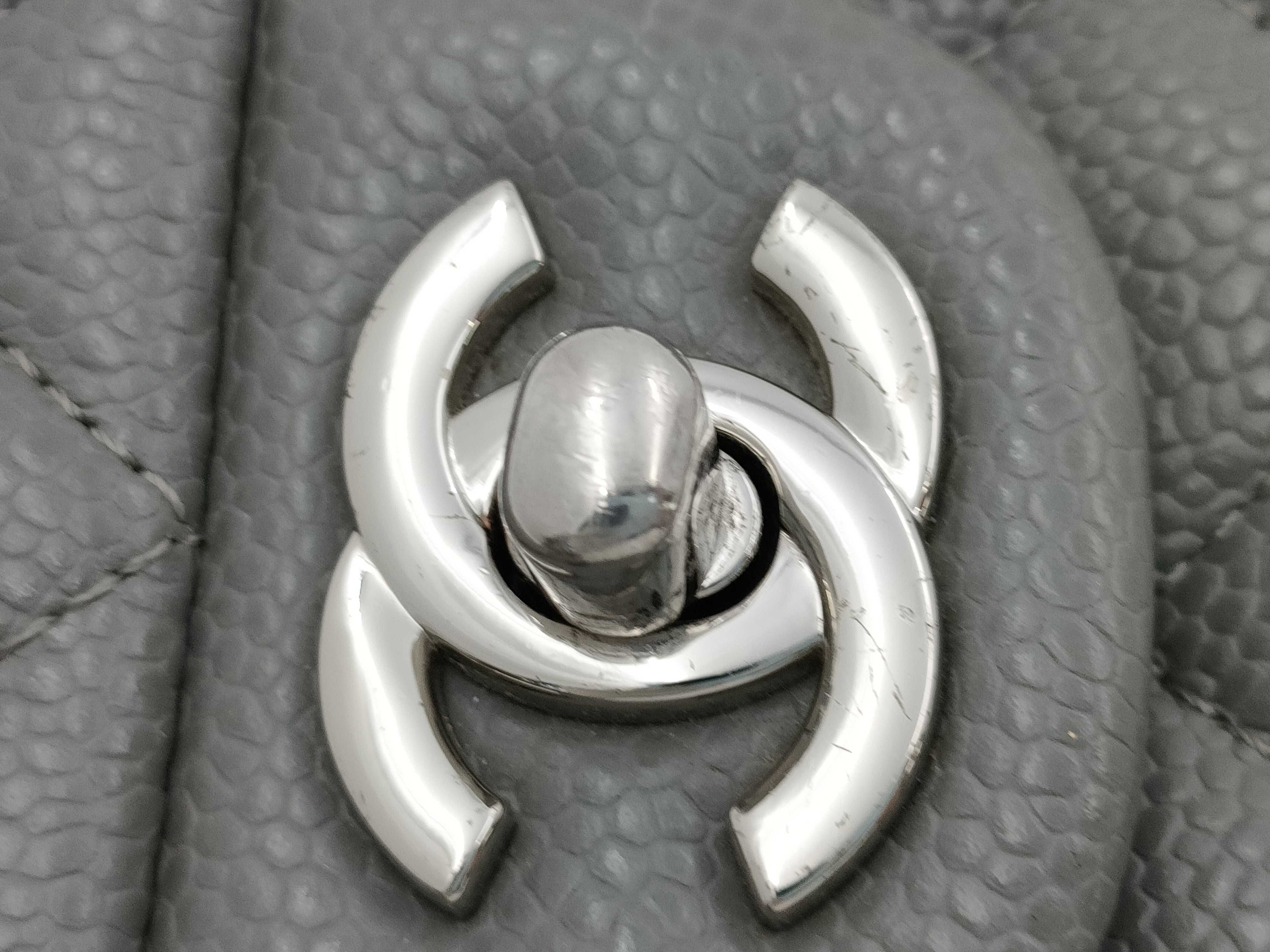 Mini Matelassé Caviar Skin Grey Chain Shoulder Bag — view 14