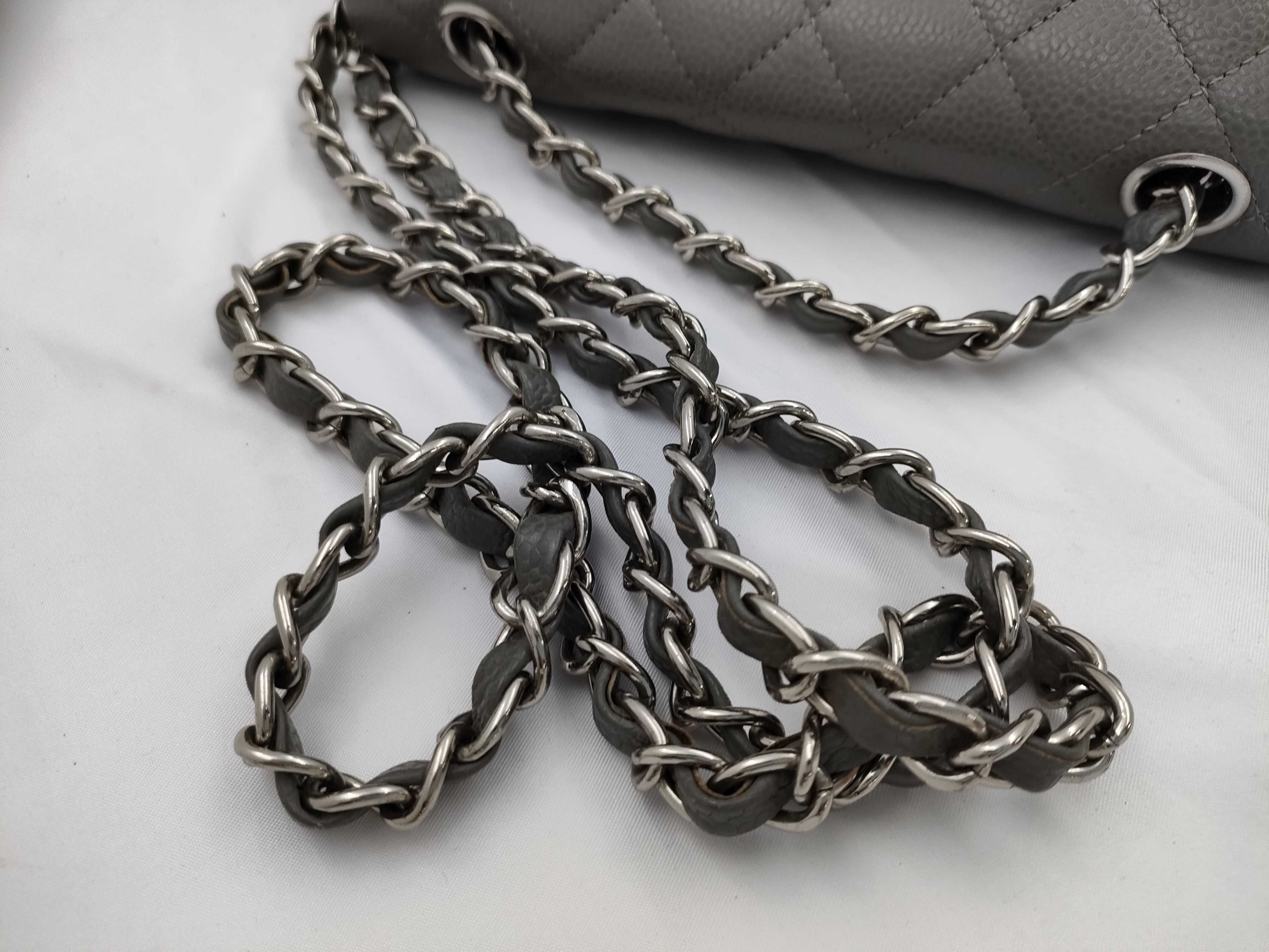 Mini Matelassé Caviar Skin Grey Chain Shoulder Bag — view 3