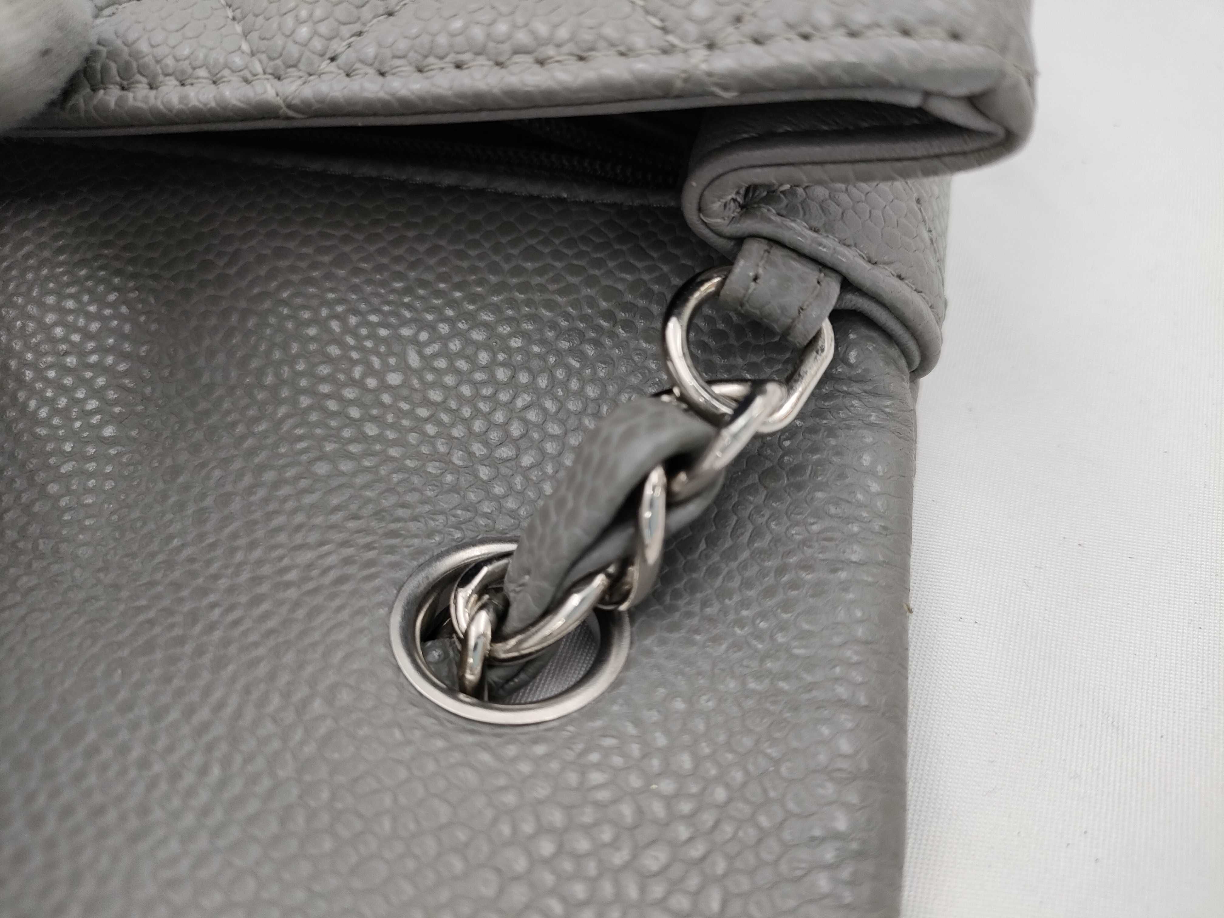Mini Matelassé Caviar Skin Grey Chain Shoulder Bag — view 5