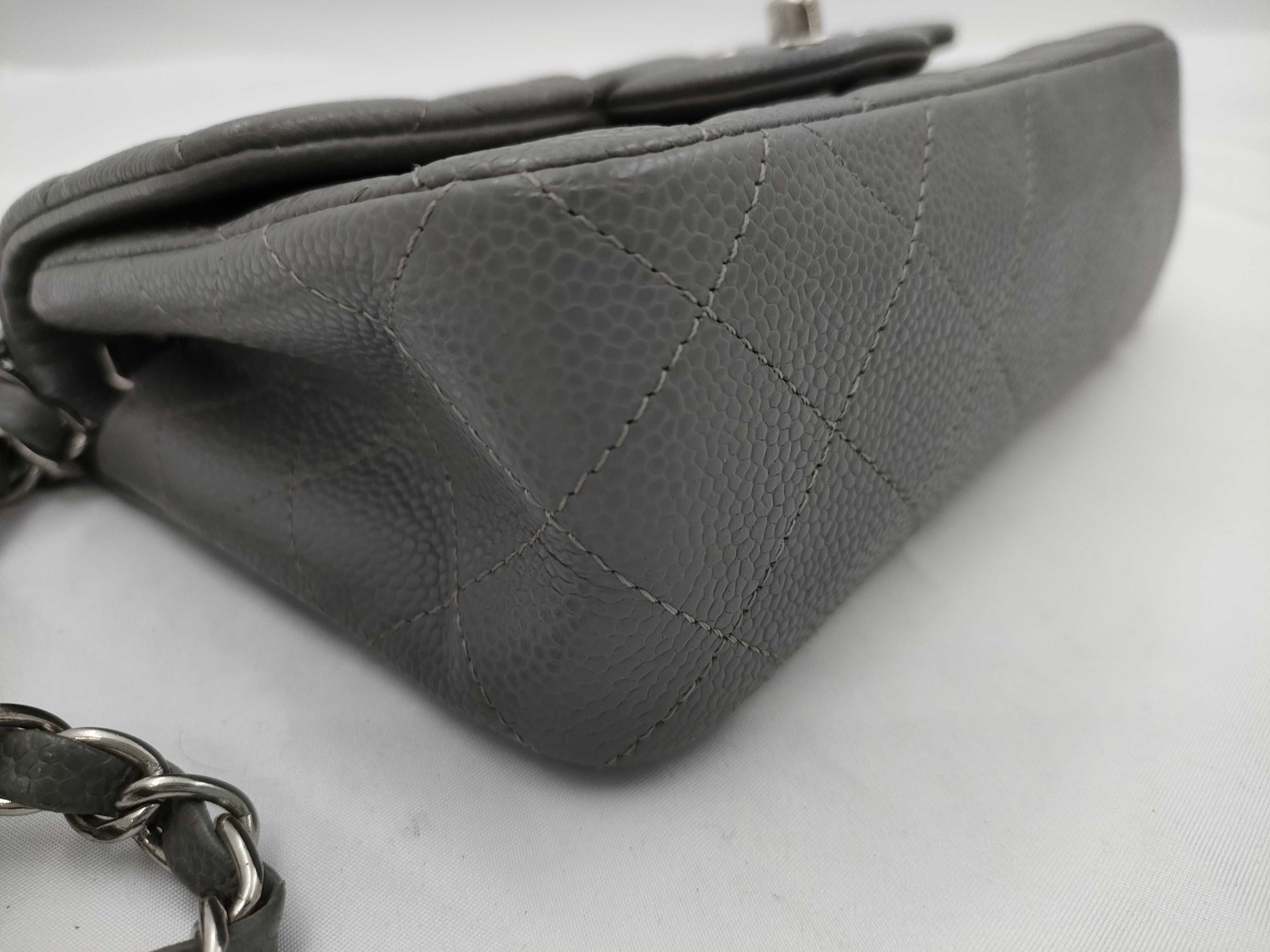 Mini Matelassé Caviar Skin Grey Chain Shoulder Bag — view 6