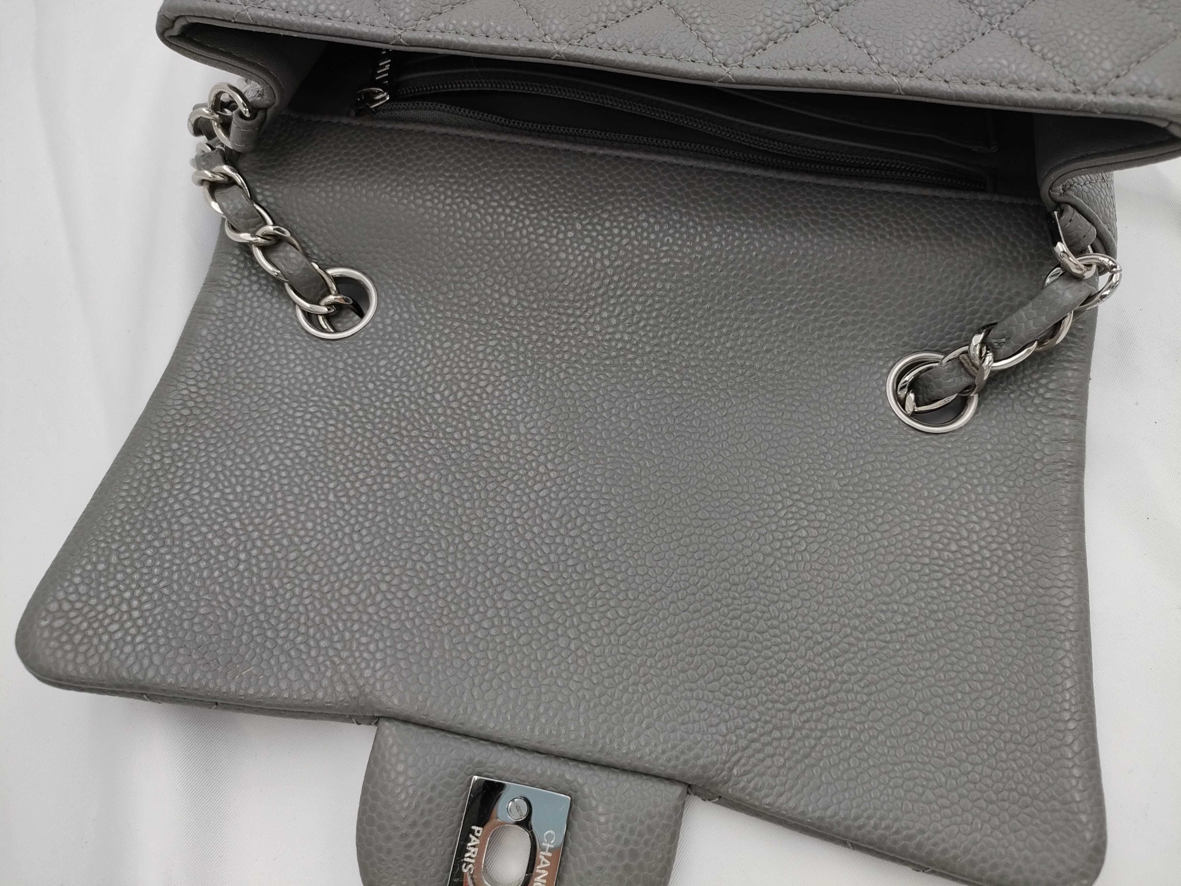 Mini Matelassé Caviar Skin Grey Chain Shoulder Bag — view 8