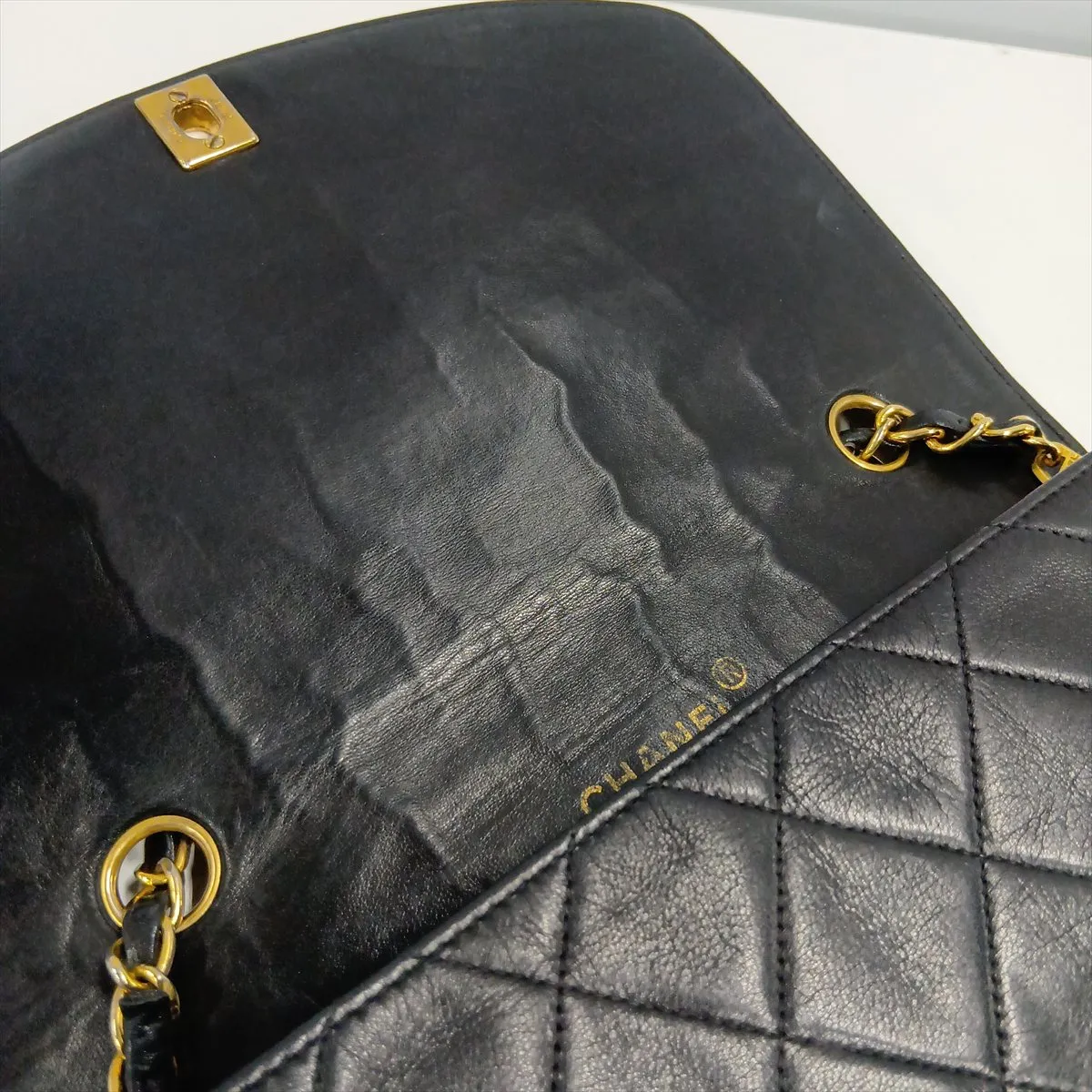 Matelassé Lambskin Single Flap Single Chain Bag, Diana Flap, Black with Gold Hardware, 2066941, Series 2 — view 10