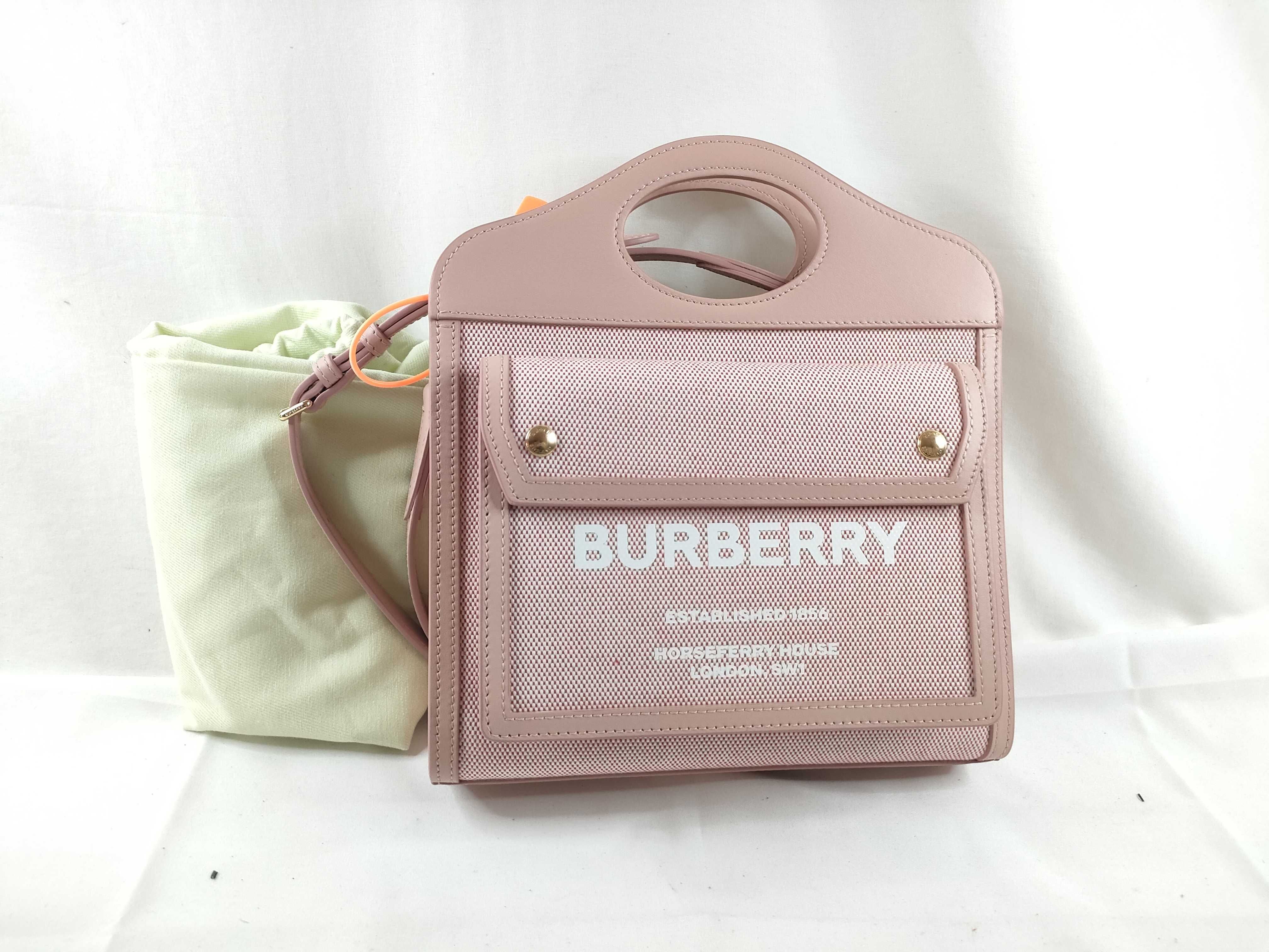 KR - Mini Two Tone canvas x leather 2-way Handbag Pink - Grade N Handbag