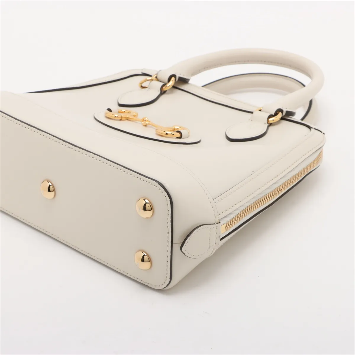 Horsebit 1955 Leather 2-Way Handbag, White, 621220 — view 3