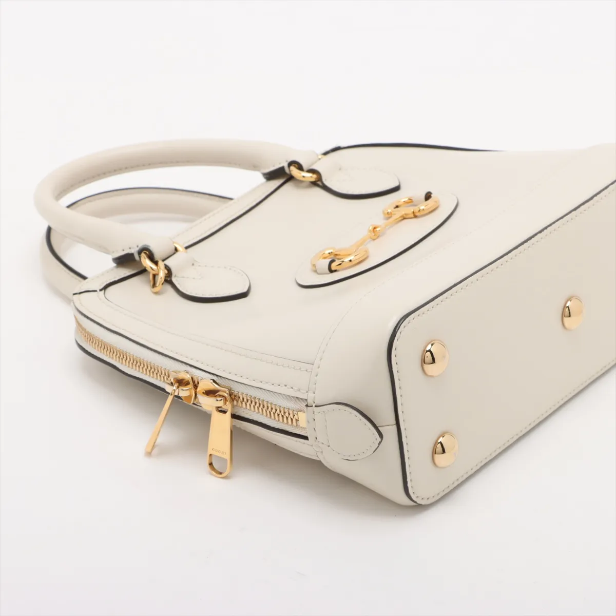 Horsebit 1955 Leather 2-Way Handbag, White, 621220 — view 4