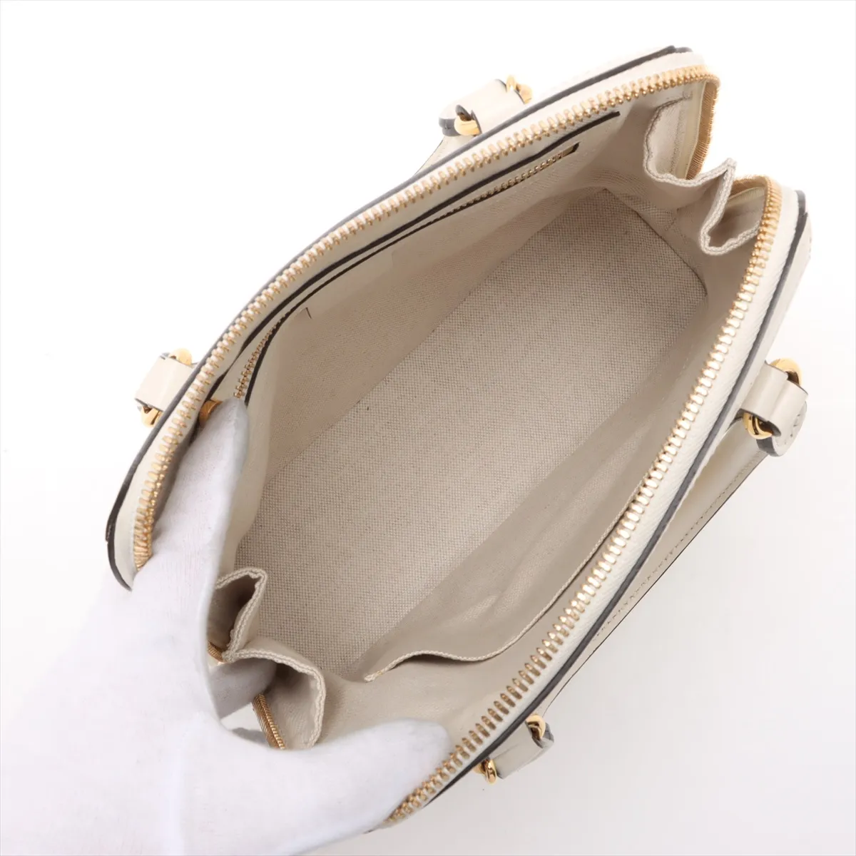 Horsebit 1955 Leather 2-Way Handbag, White, 621220 — view 8