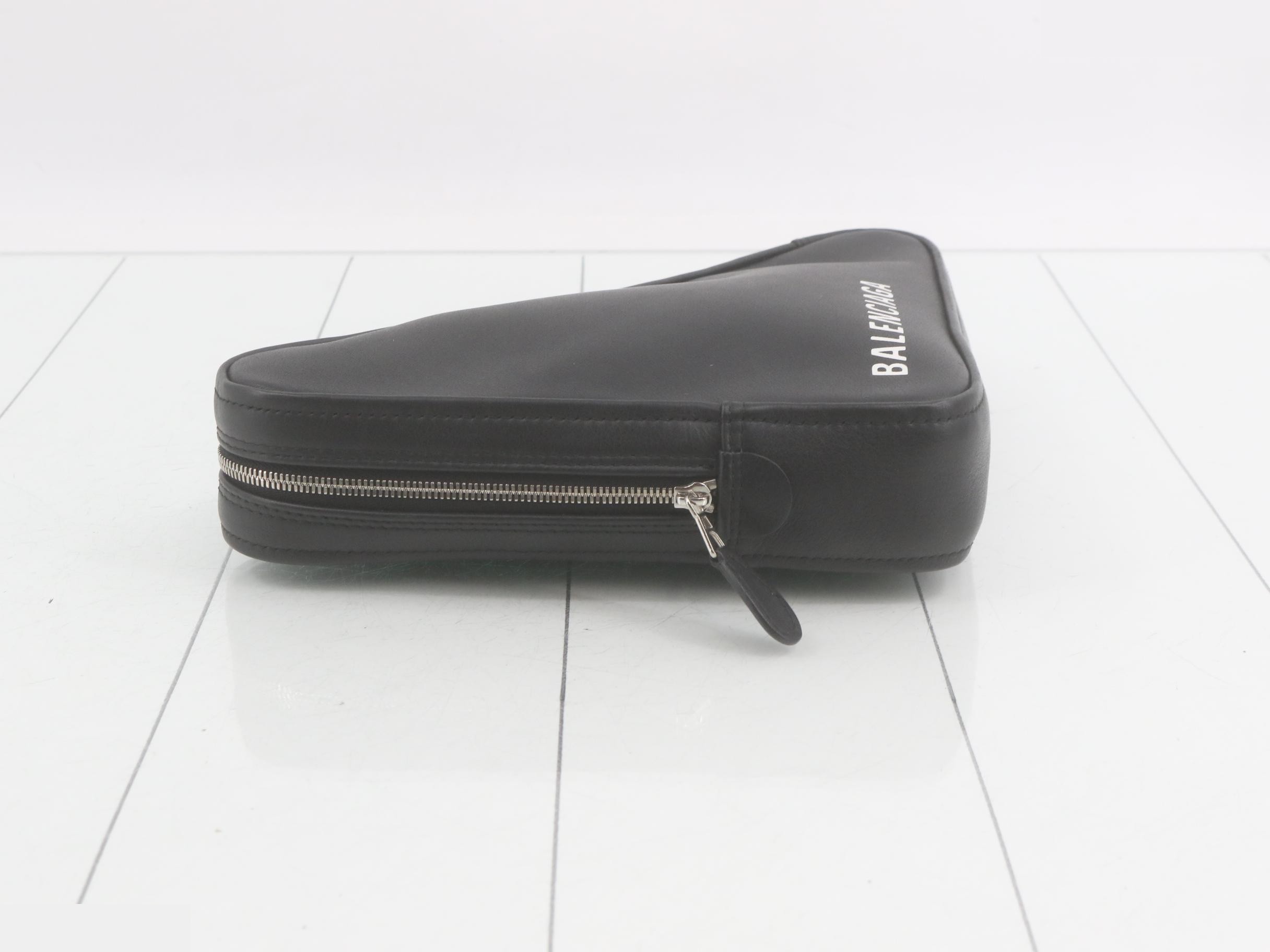 Triangle Clutch Bag, Black — view 4