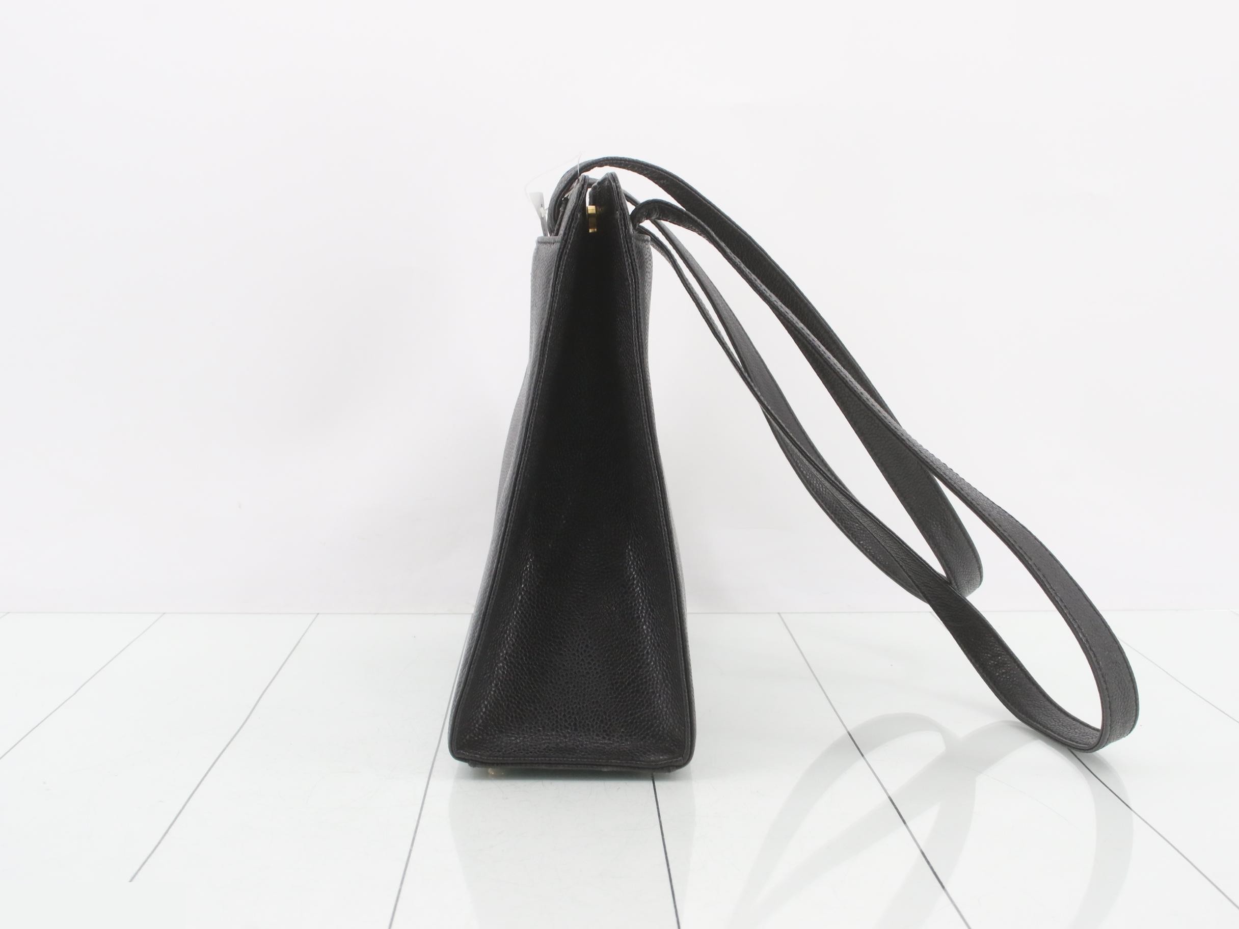 Tote bag with logo, black, caviar leather — view 3