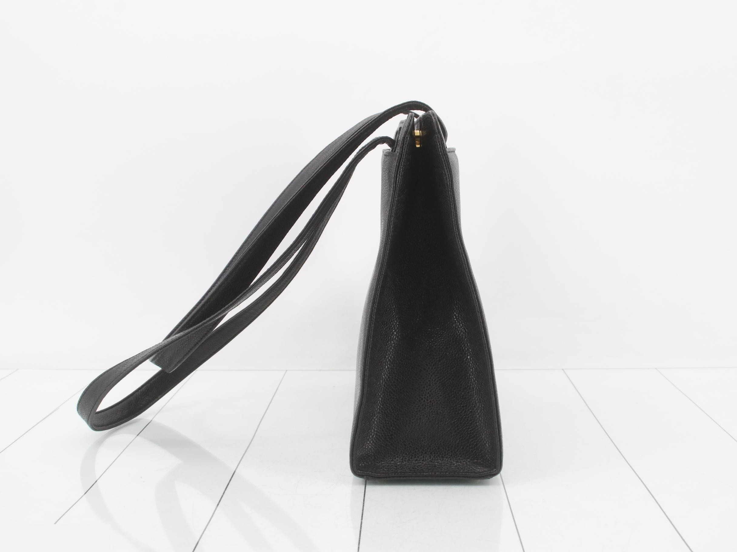 Tote bag with logo, black, caviar leather — view 4