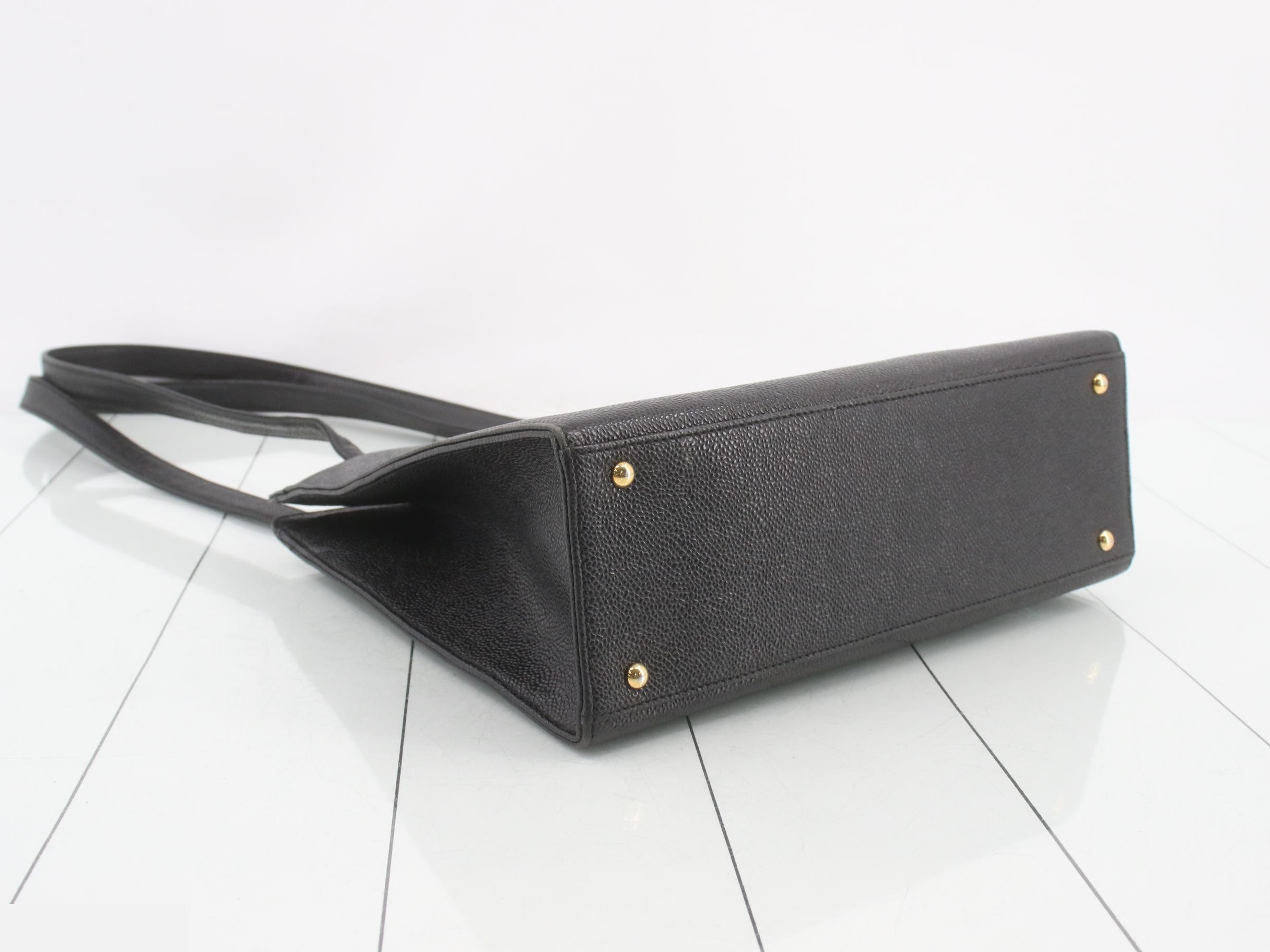 Tote bag with logo, black, caviar leather — view 5