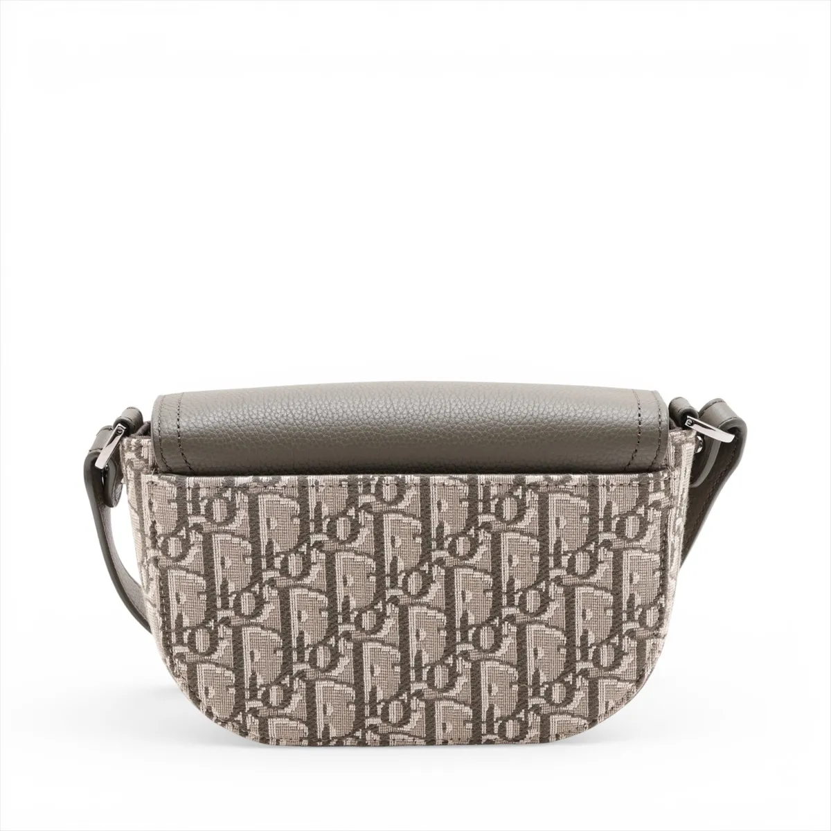 Oblique Saddle Messenger Mini Canvas x Leather Shoulder Bag, Khaki — view 2