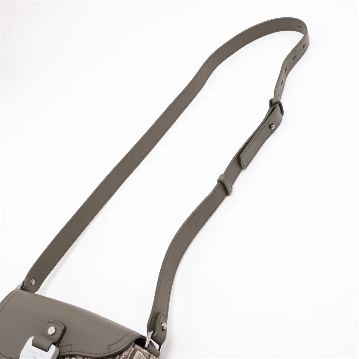 Oblique Saddle Messenger Mini Canvas x Leather Shoulder Bag, Khaki — view 5