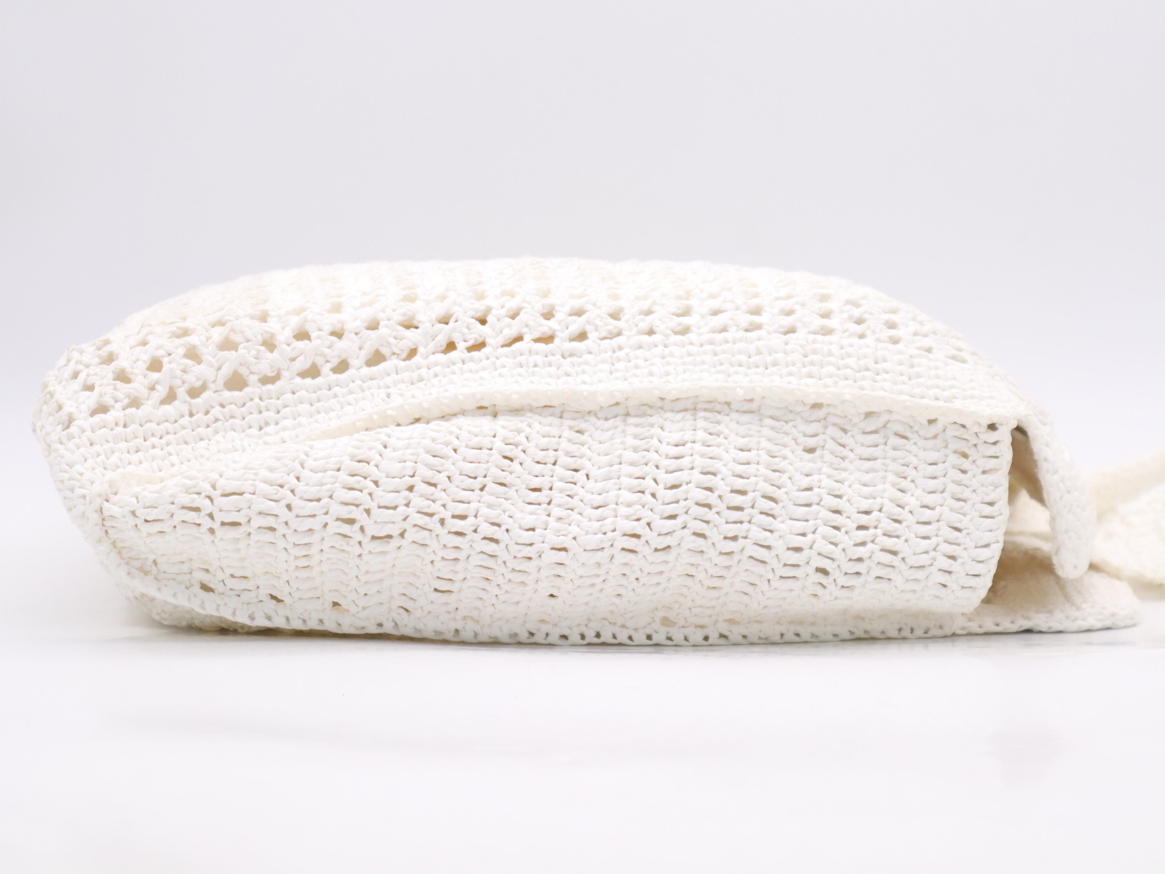 Raffia Crochet Tote Bag, White Tote Bag — view 5
