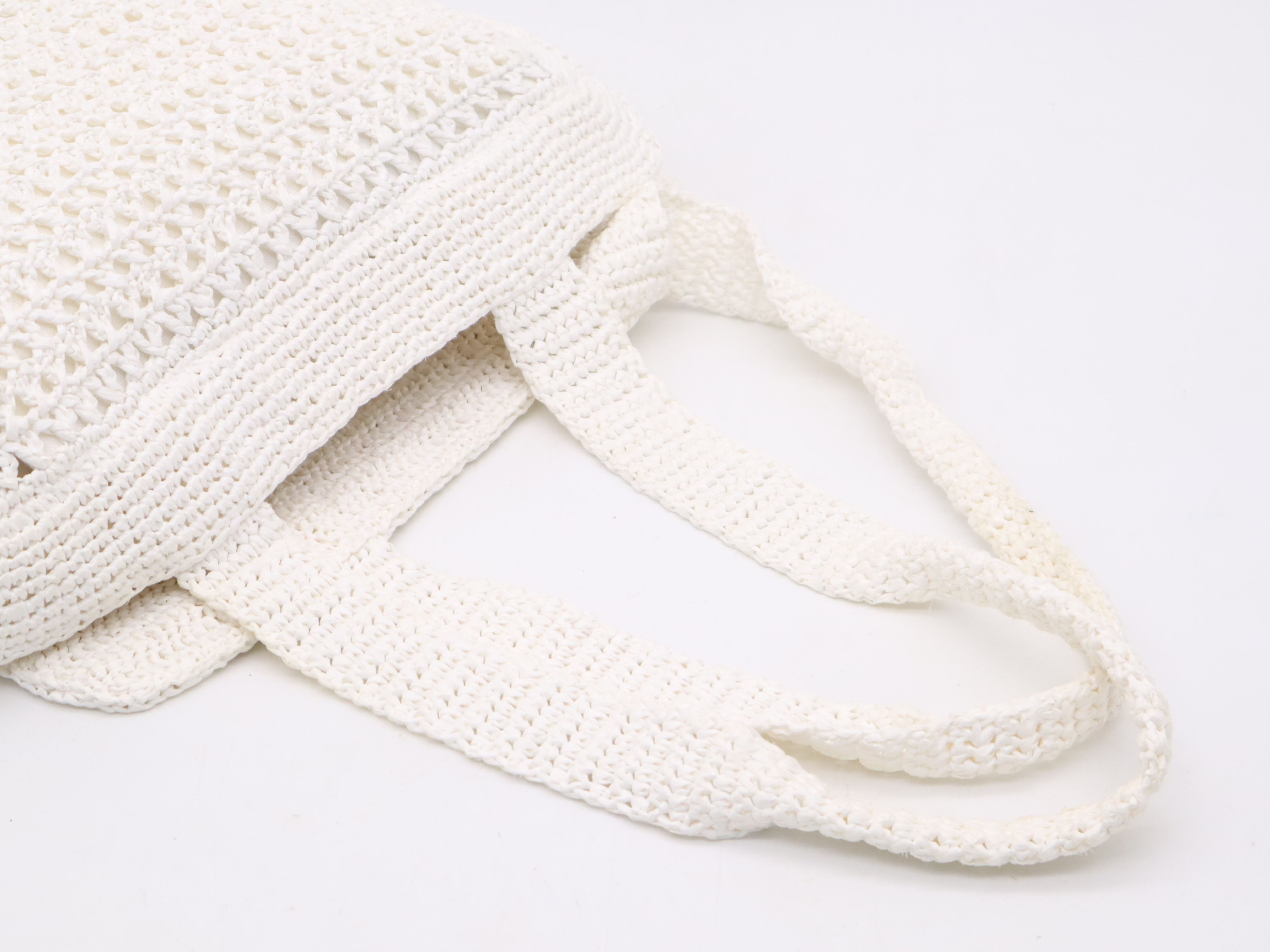 Raffia Crochet Tote Bag, White Tote Bag — view 6