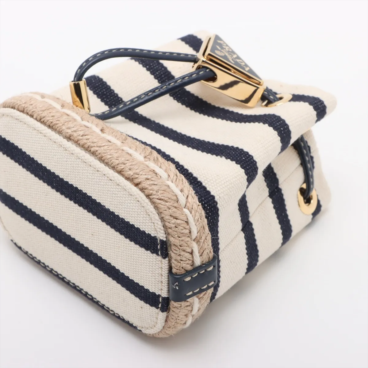 canvas x jute chain shoulder bag beige x navy 1NR16H — view 3