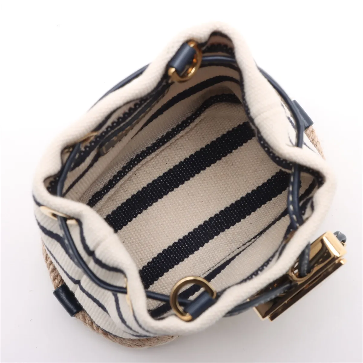 canvas x jute chain shoulder bag beige x navy 1NR16H — view 6