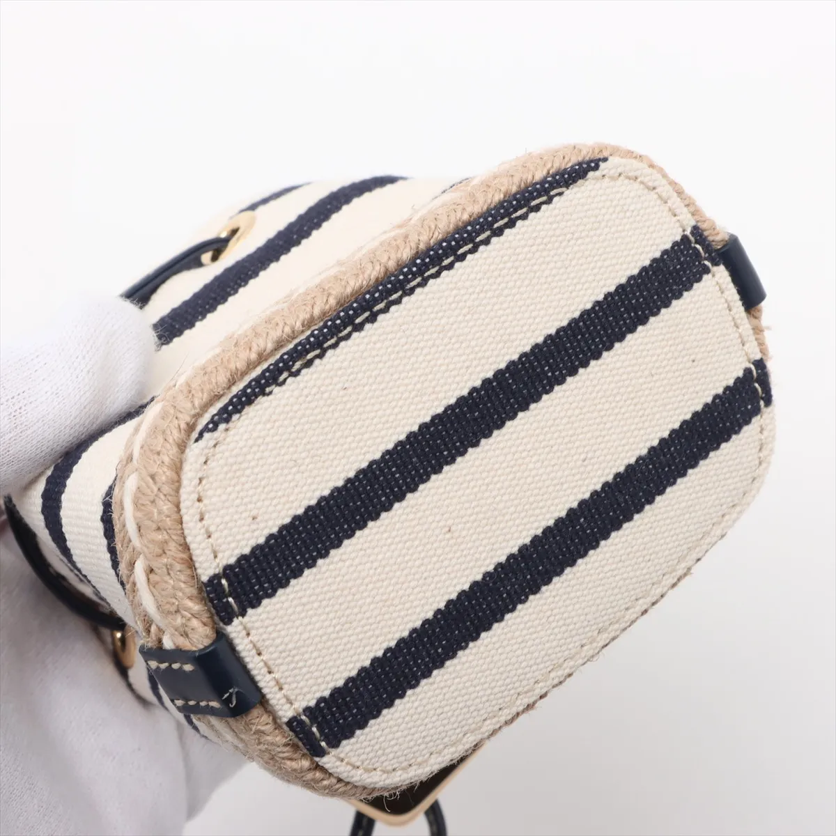 canvas x jute chain shoulder bag beige x navy 1NR16H — view 9