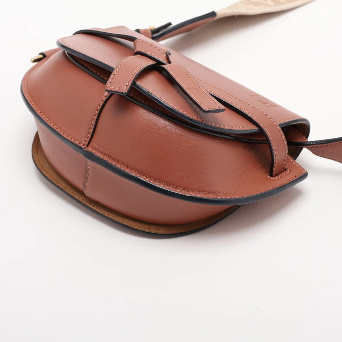 Gate Dual Mini Leather Shoulder Bag, Brown — view 3